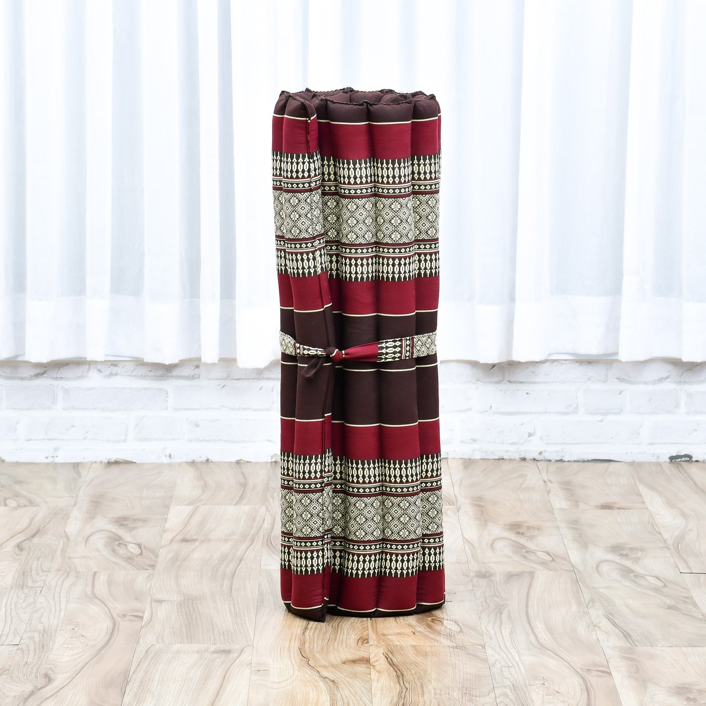 Large Kapok Zabuton Meditation Cushion – Rectangular Floor Mat with Cotton Cover, Sf19 - Red, Brown