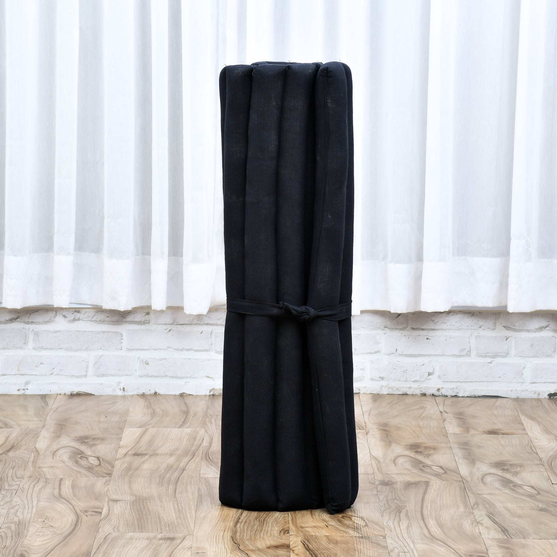 Large Kapok Zabuton Meditation Cushion – Rectangular Floor Mat with Cotton Cover, Cl02 - Black