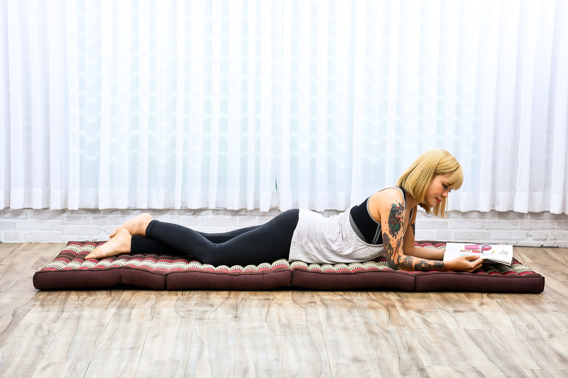 Kapok Folding Mattress – Thick Cotton Padded Guest Bed for Home, Sleeping & Mindfulness Corner, Sf19 - Red, Brown, M: 200x70 cm