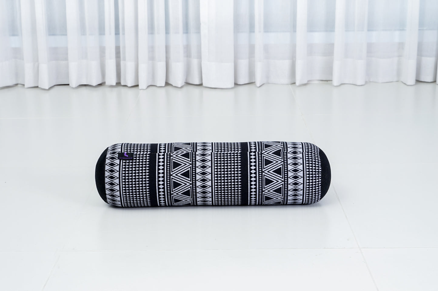 Yoga Roll Cushion – Compact Kapok Bolster & Meditation Pillow with Cotton Cover, Cbt3 - Black