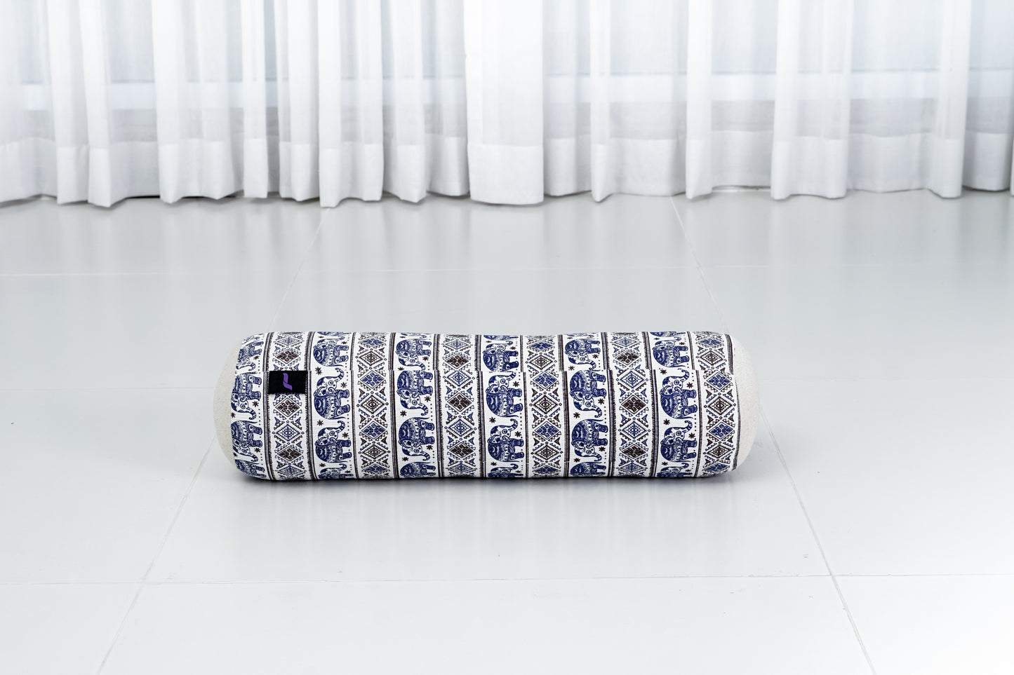 Yoga Roll Cushion – Compact Kapok Bolster & Meditation Pillow with Cotton Cover, El1 - Blue