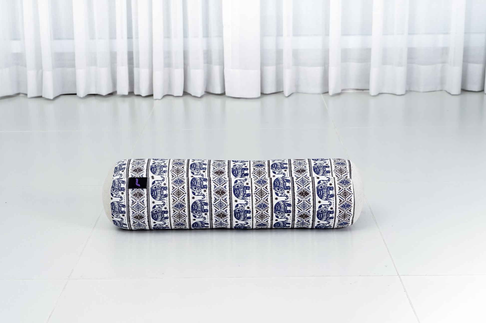 Yoga Roll Cushion – Compact Kapok Bolster & Meditation Pillow with Cotton Cover, El1 - Blue