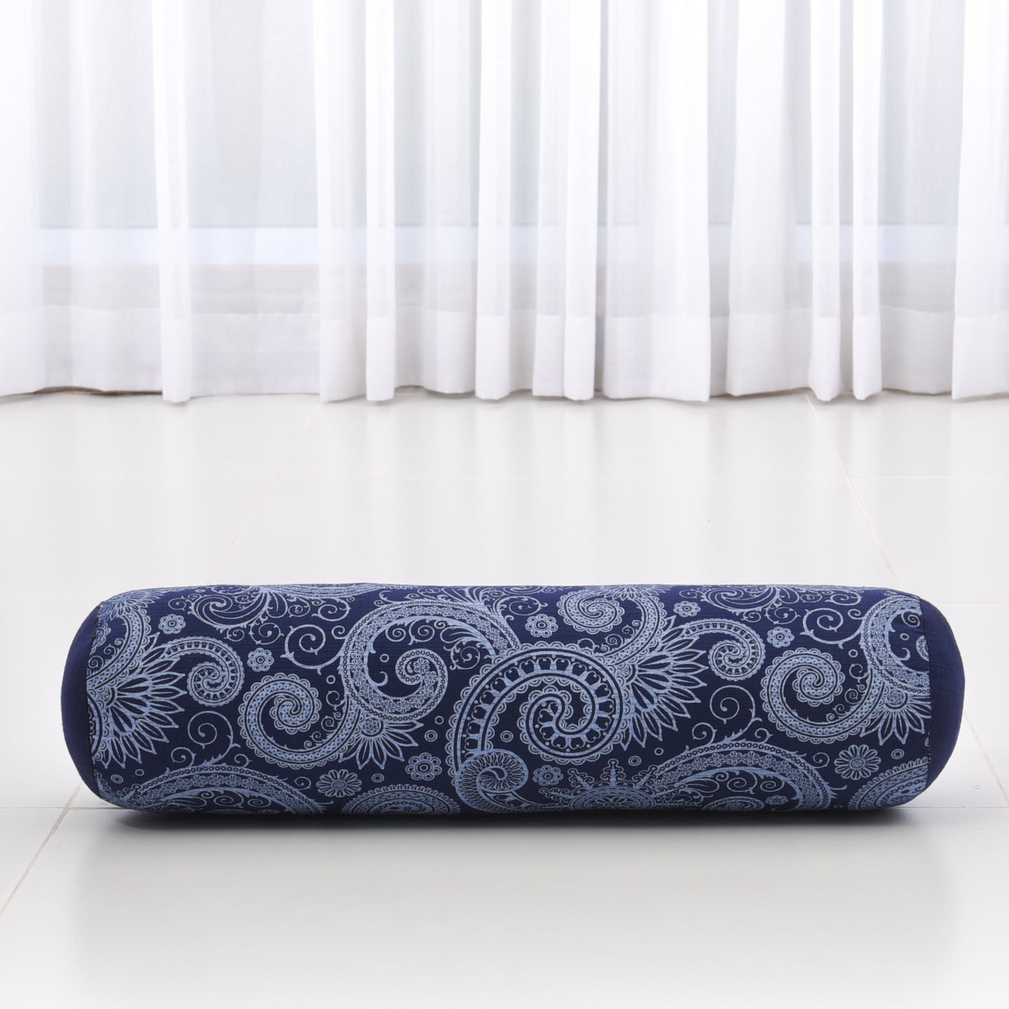 Yoga Roll Cushion – Compact Kapok Bolster & Meditation Pillow with Cotton Cover, Cbt1 - Blue