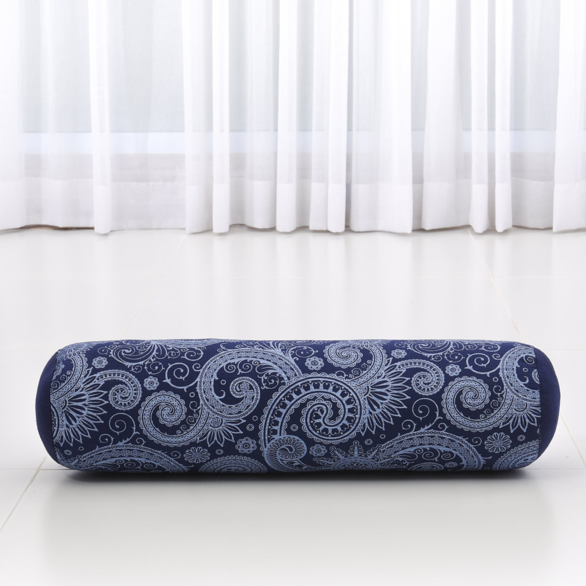 Yoga Roll Cushion – Compact Kapok Bolster & Meditation Pillow with Cotton Cover, Cbt1 - Blue