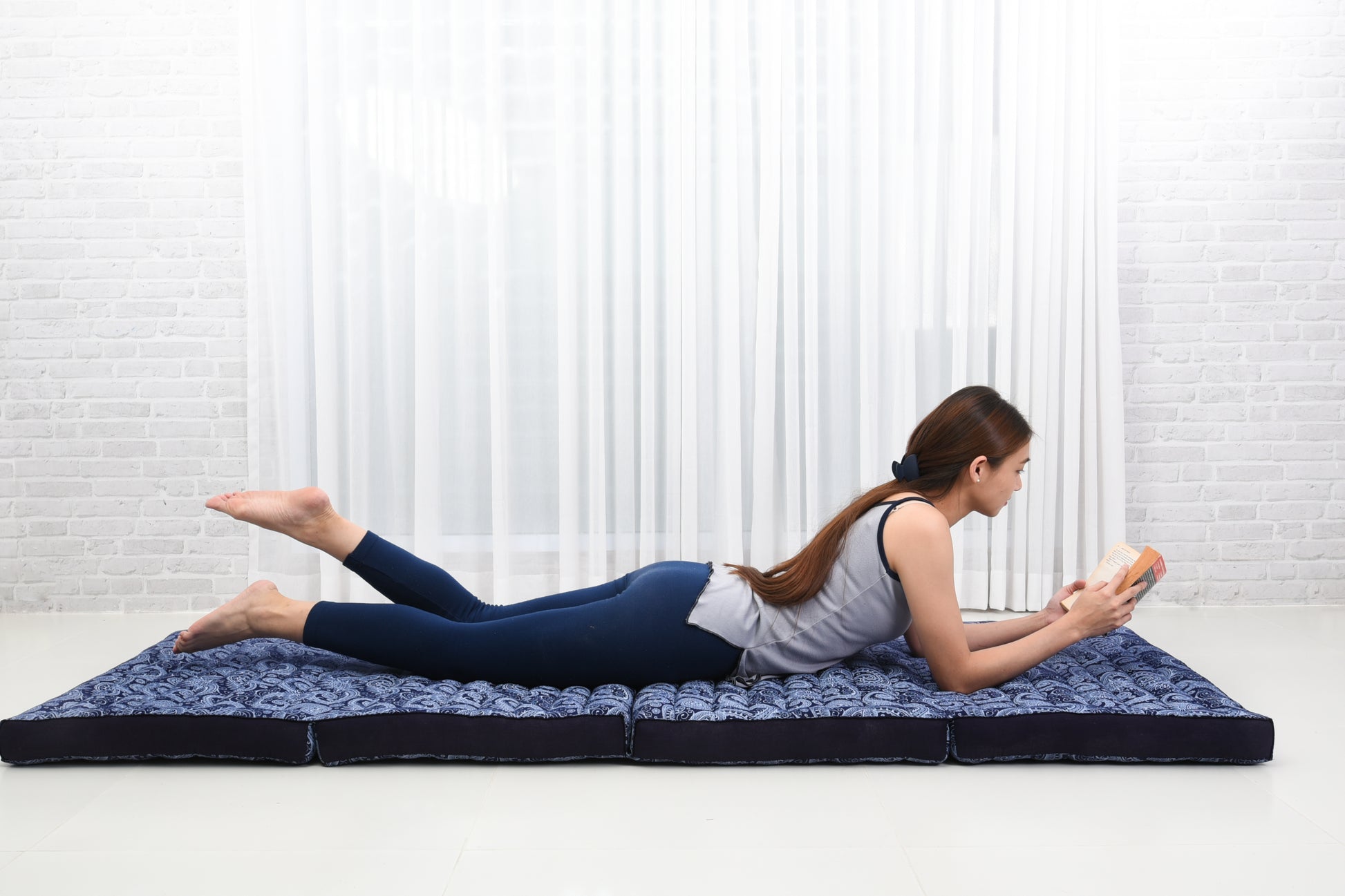 Kapok Folding Mattress – Thick Cotton Padded Guest Bed for Home, Sleeping & Mindfulness Corner, Cbt1 - Blue, M: 200x70 cm