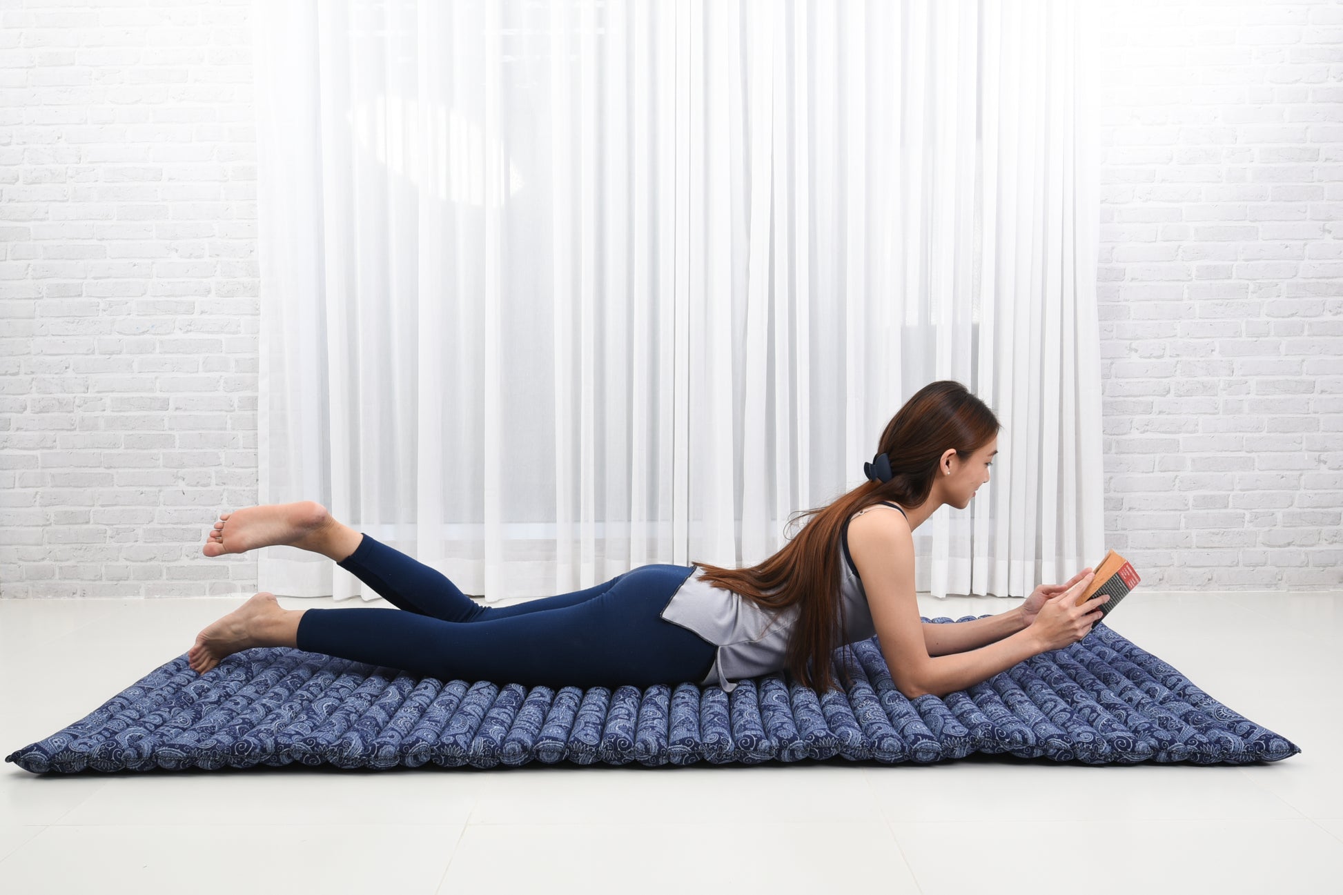 Kapok Roll-Up Mattress – Foldable Sleeping & Relax Mat with Cotton Cover for Home & Outdoor Use, Cbt1 - Blue, L: 190x100 cm