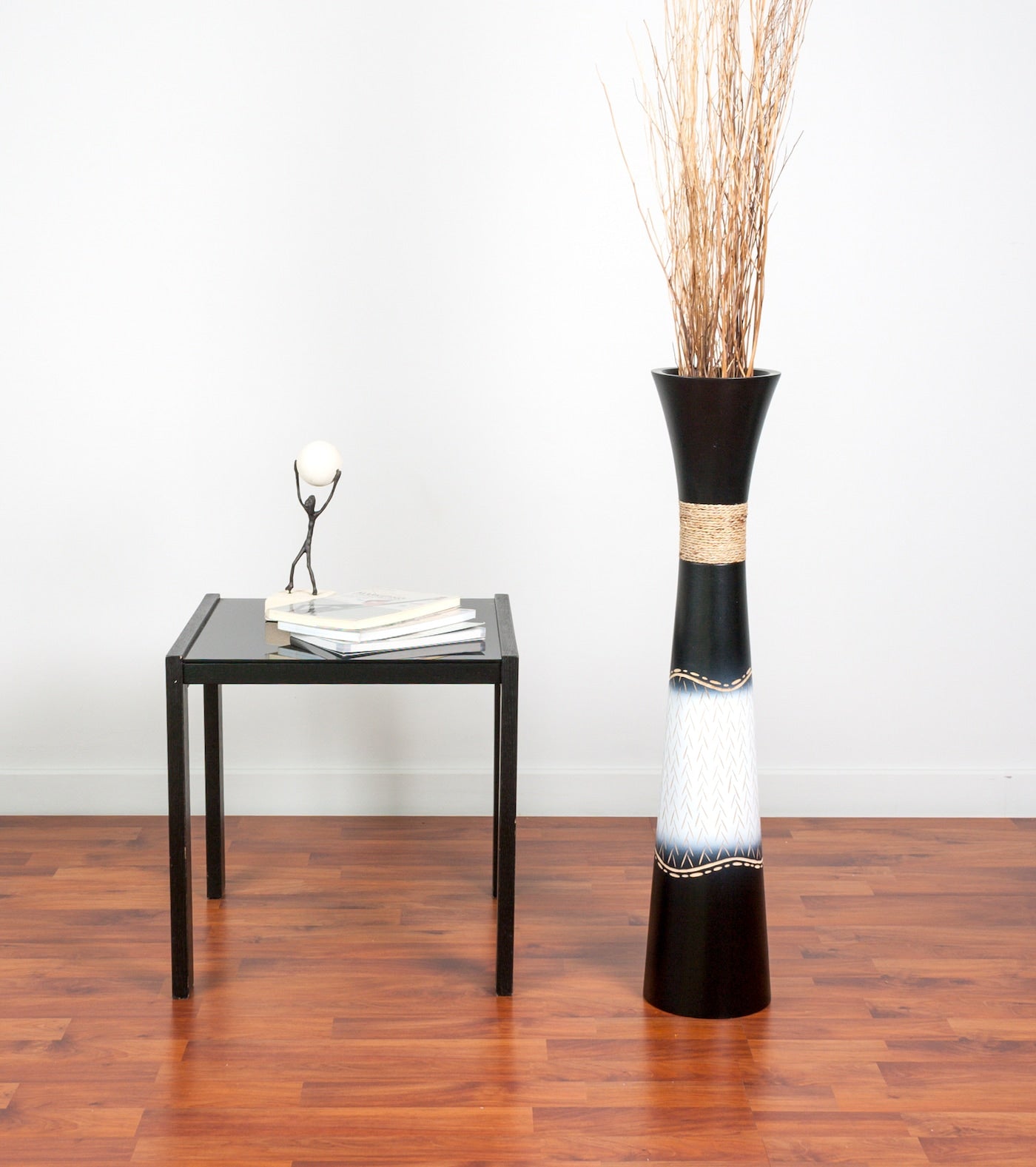 Large Mango Wood Floor Vase – Handcrafted Decorative Highlight from Thailand, 65 cm