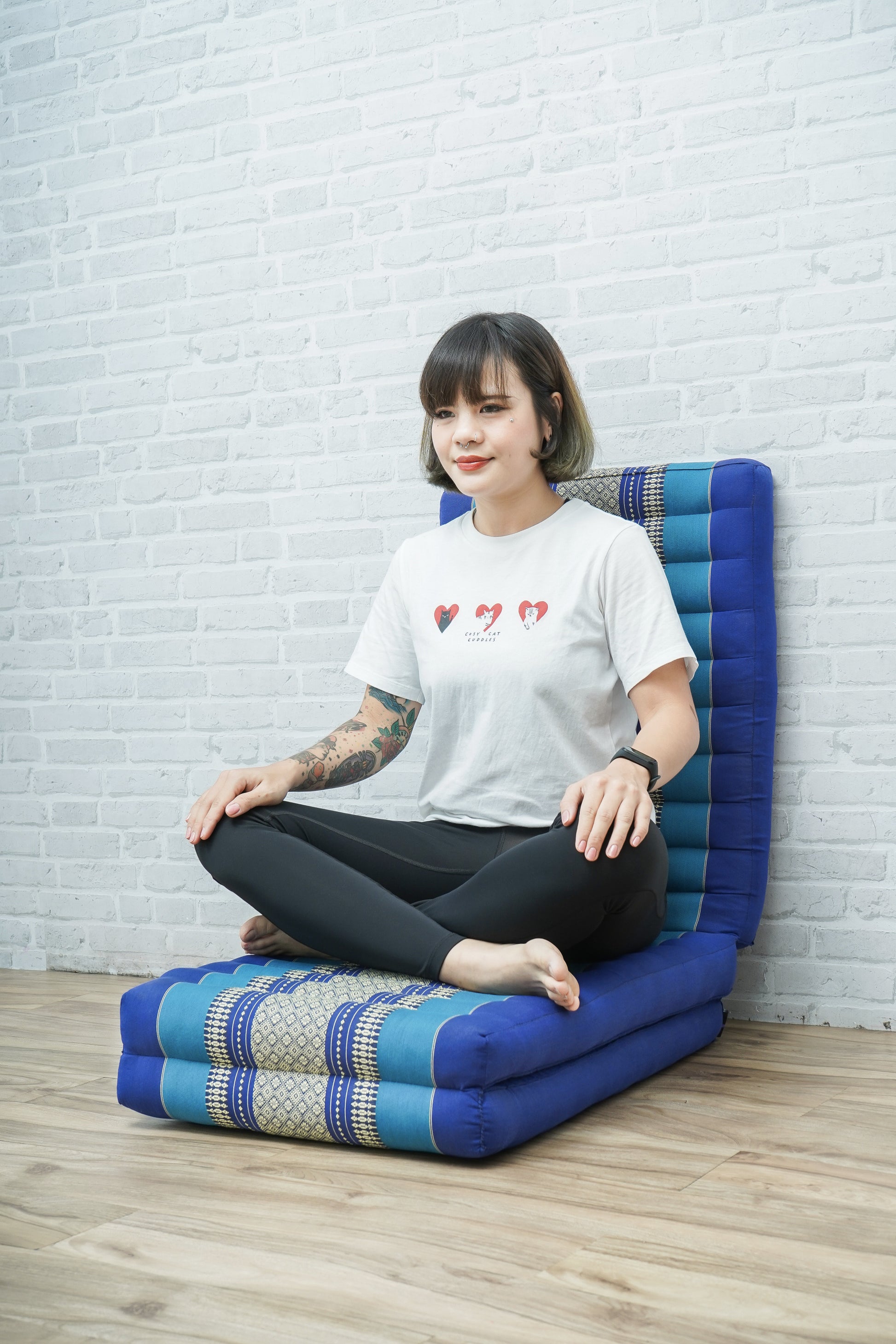 Kapok Folding Mattress – Thick Cotton Padded Guest Bed for Home, Sleeping & Mindfulness Corner, Sf28 - Blue, S: 79x20