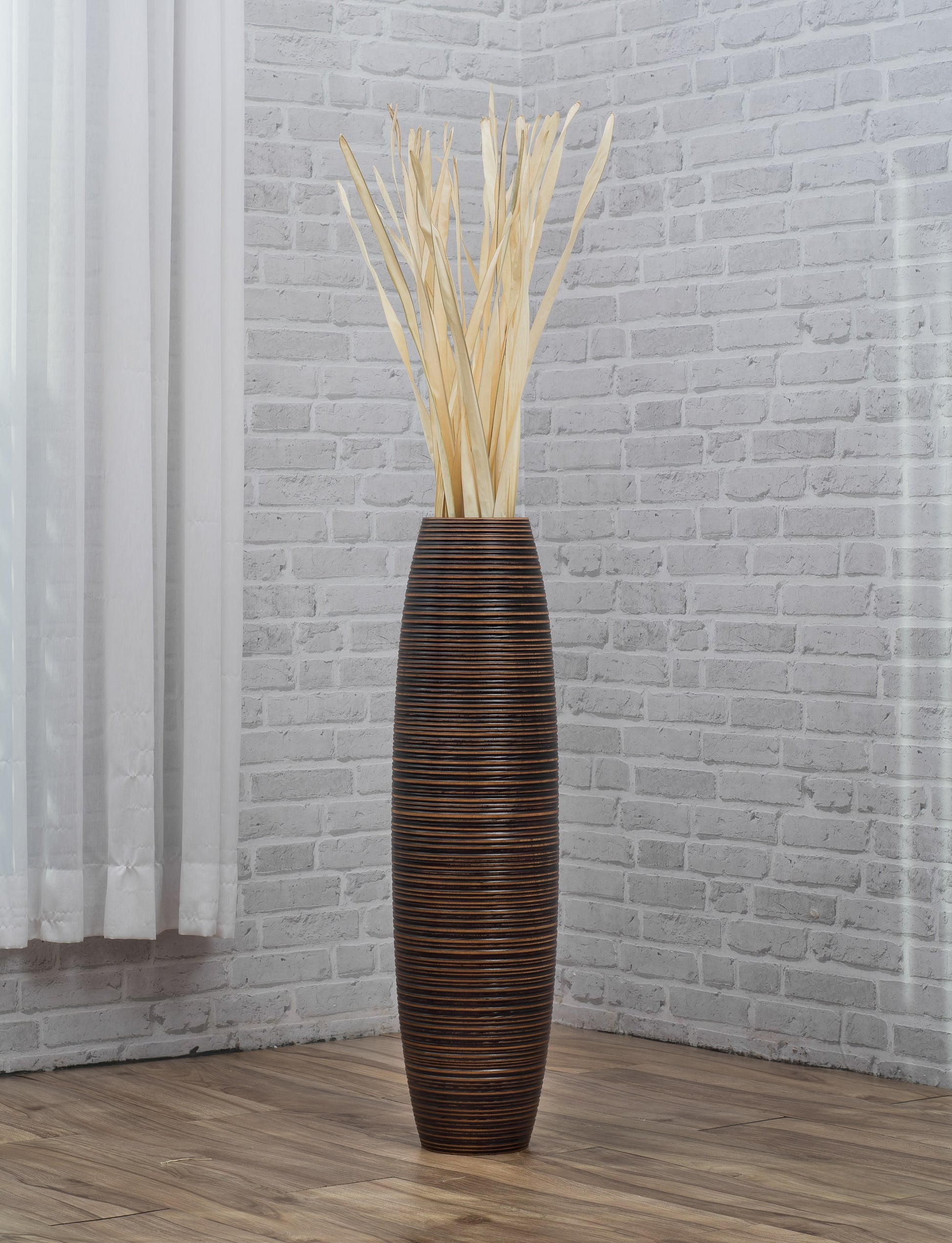 Large Mango Wood Floor Vase – Handcrafted Decorative Highlight from Thailand, 65 cm