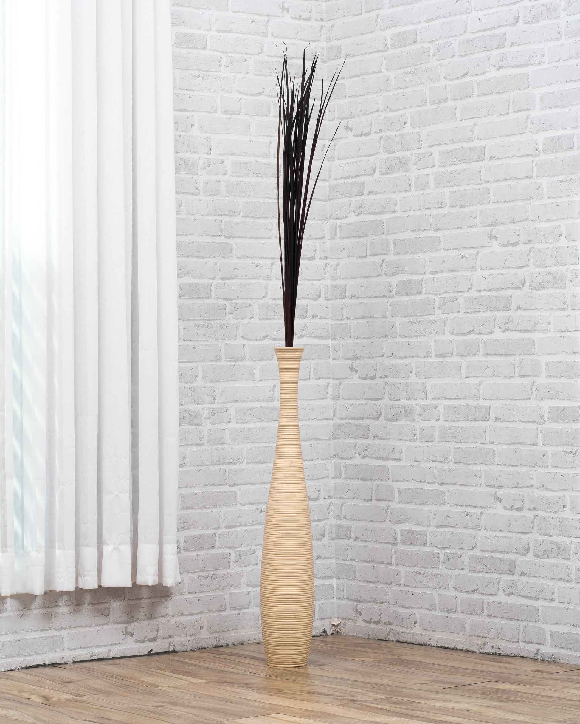 Large Mango Wood Floor Vase – Handcrafted Decorative Highlight from Thailand, 65 cm