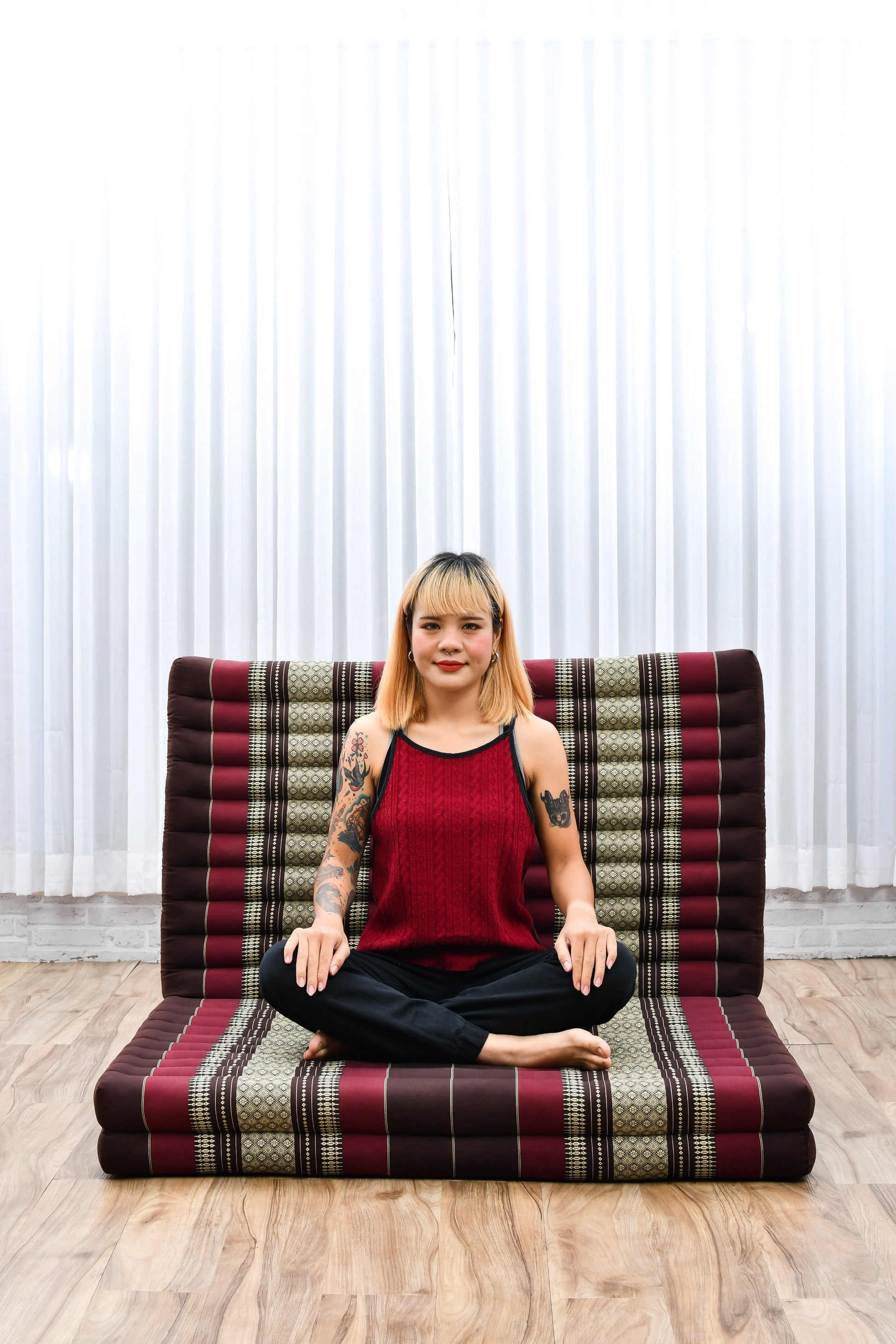 Kapok Folding Mattress – Thick Cotton Padded Guest Bed for Home, Sleeping & Mindfulness Corner, Sf19 - Red, Brown, L: 200x100 cm