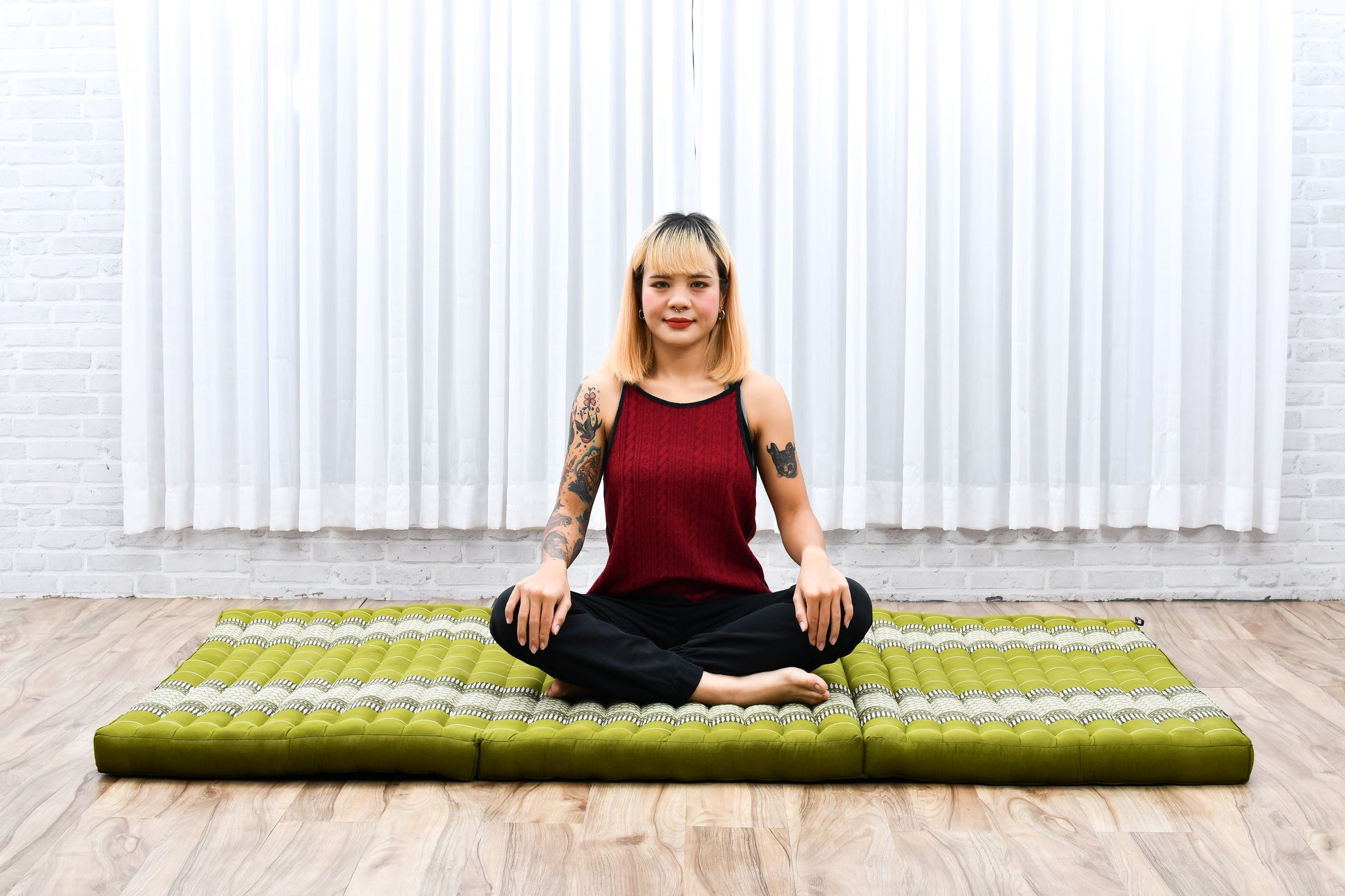 Kapok Folding Mattress – Thick Cotton Padded Guest Bed for Home, Sleeping & Mindfulness Corner, Sf17 - Green, L: 200x100 cm