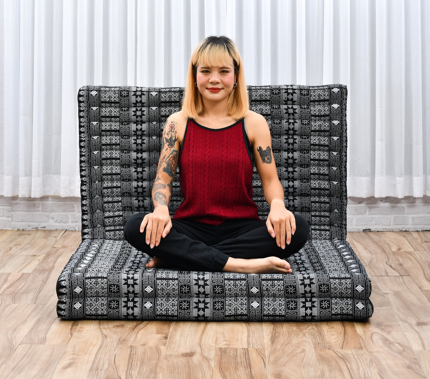 Kapok Folding Mattress – Thick Cotton Padded Guest Bed for Home, Sleeping & Mindfulness Corner, Cbt4 - Black, L: 200x100 cm