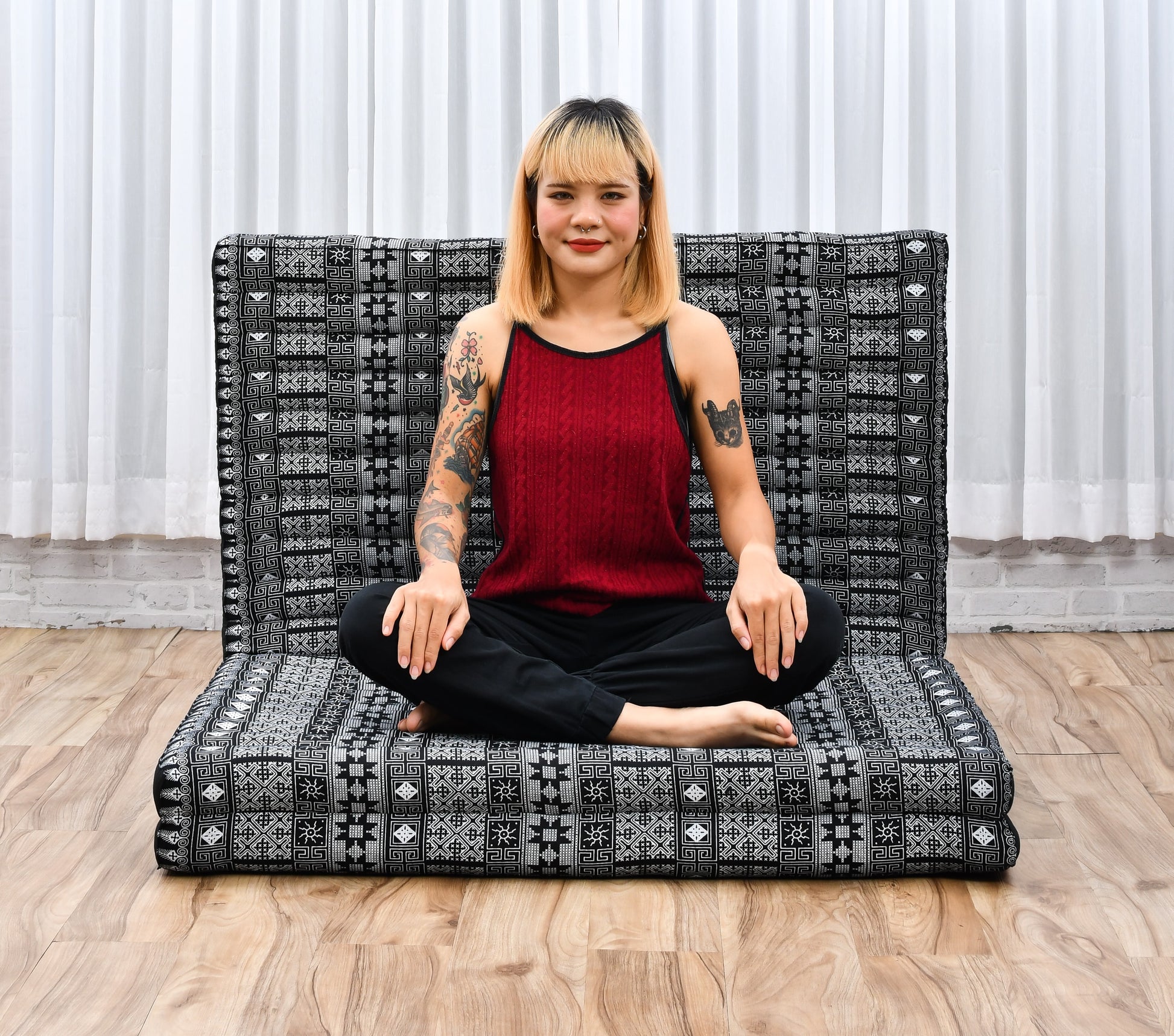 Kapok Folding Mattress – Thick Cotton Padded Guest Bed for Home, Sleeping & Mindfulness Corner, Cbt4 - Black, L: 200x100 cm