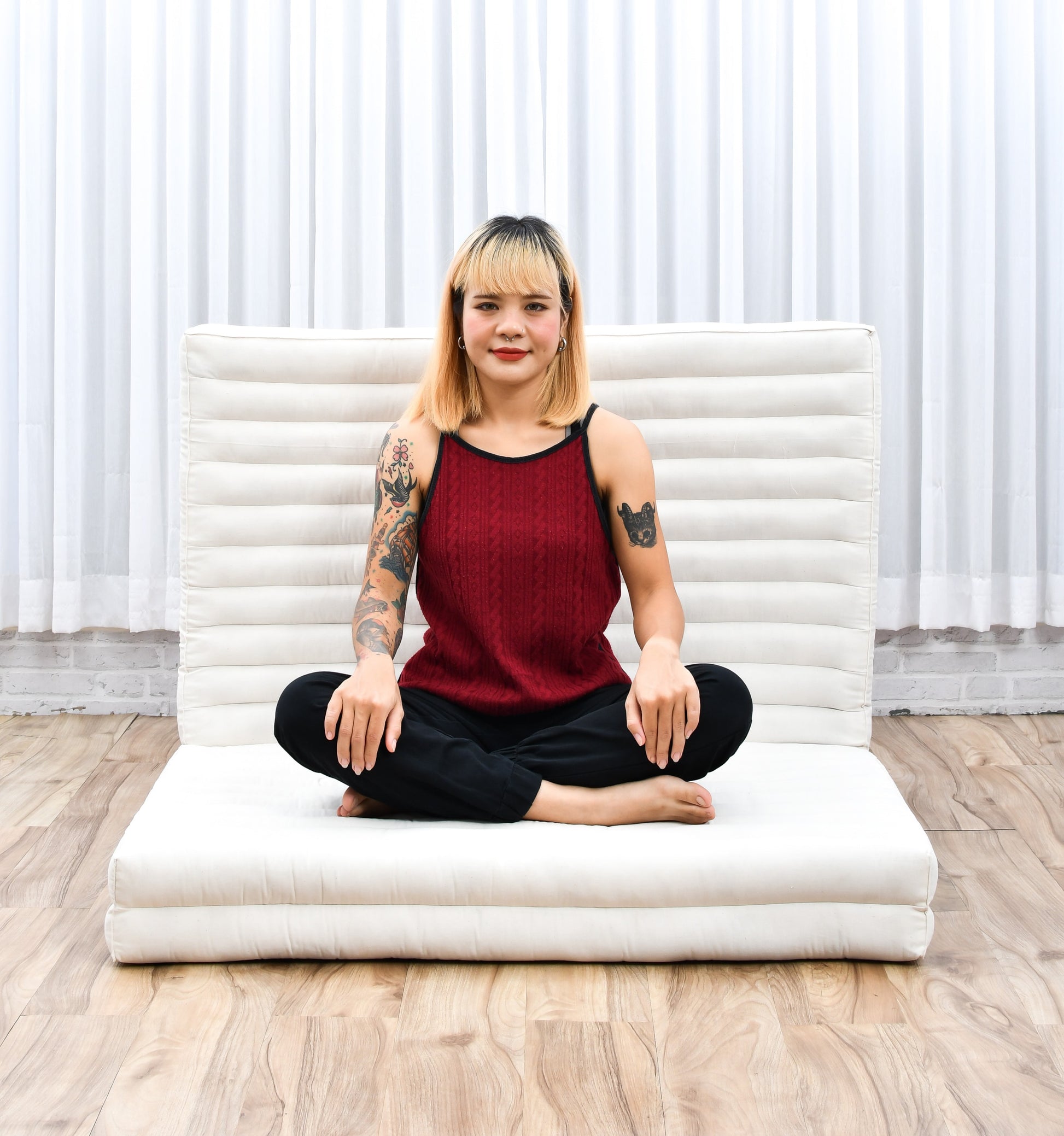 Kapok Folding Mattress – Thick Cotton Padded Guest Bed for Home, Sleeping & Mindfulness Corner, Cl01 - Ecru, L: 200x100 cm