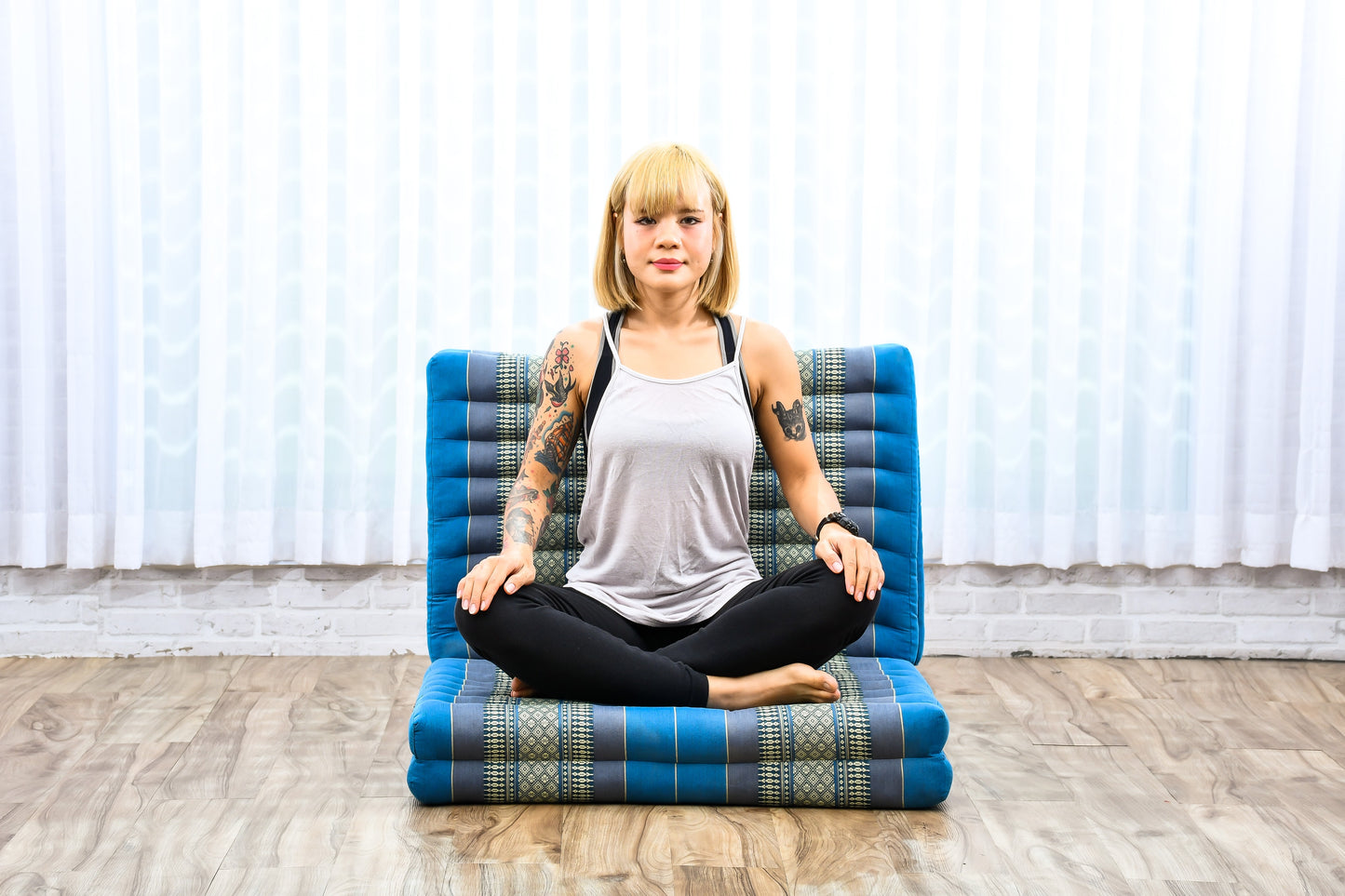 Kapok Folding Mattress – Thick Cotton Padded Guest Bed for Home, Sleeping & Mindfulness Corner, Sf22 - Blue, M: 200x70 cm