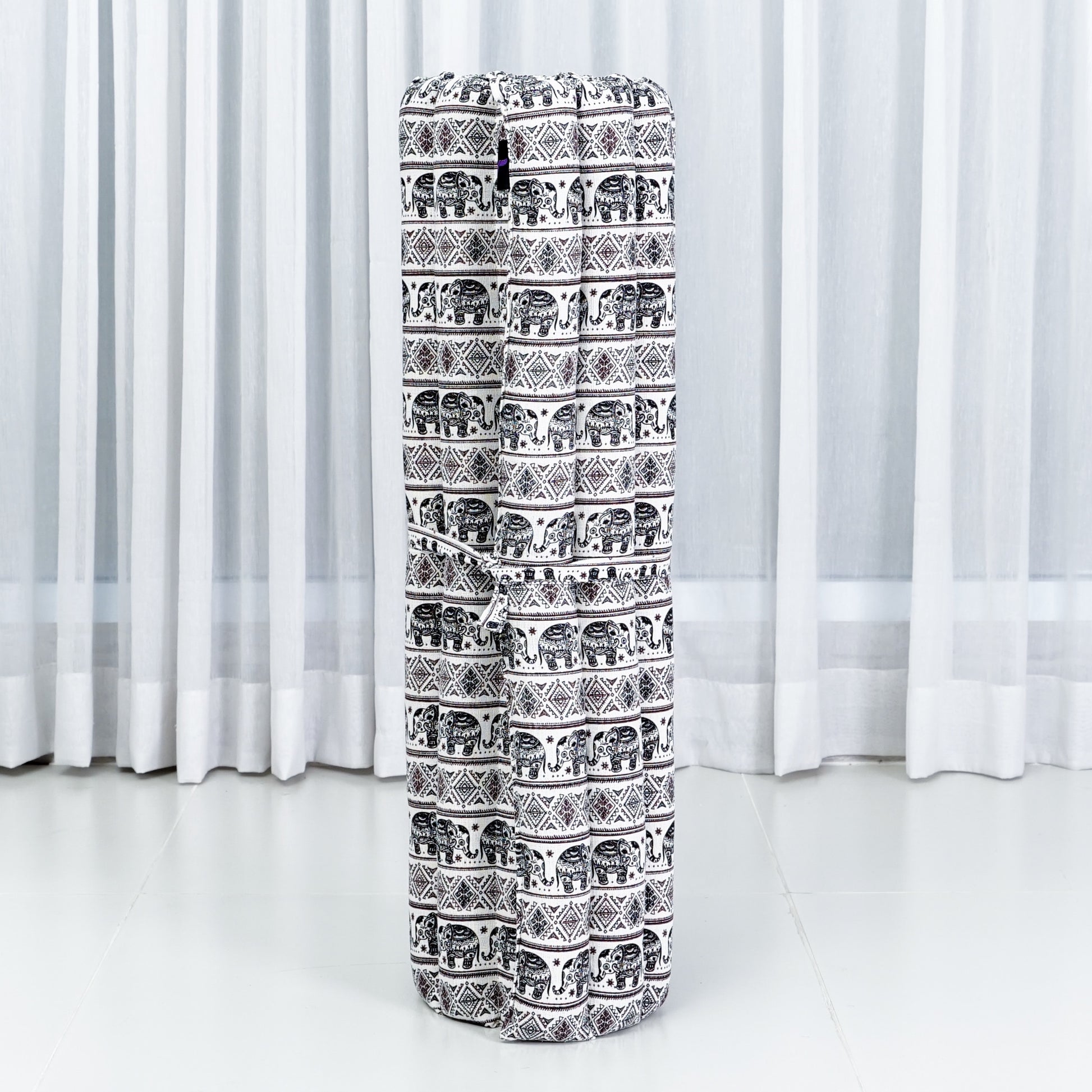 Large Kapok Zabuton Meditation Cushion – Rectangular Floor Mat with Cotton Cover, El2 - Black