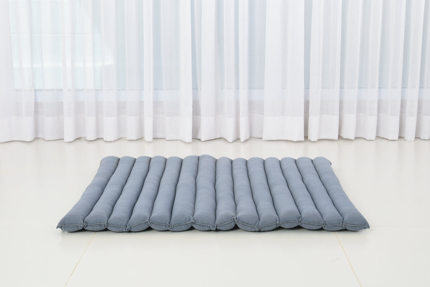Large Kapok Zabuton Meditation Cushion – Rectangular Floor Mat with Cotton Cover, Cl13 - Grey