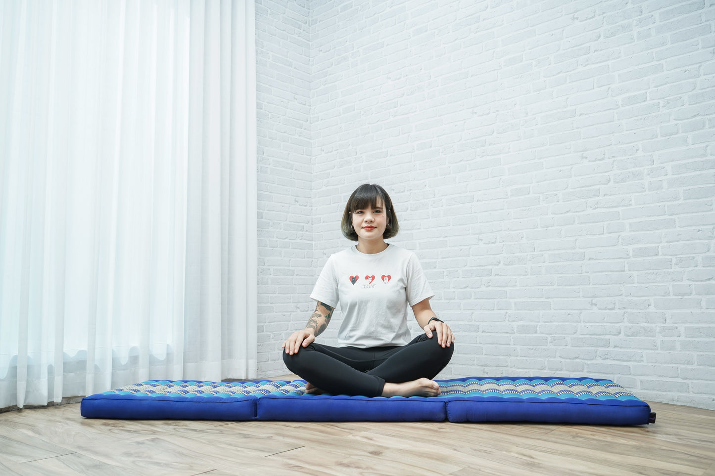 Kapok Folding Mattress – Thick Cotton Padded Guest Bed for Home, Sleeping & Mindfulness Corner, Sf28 - Blue, S: 79x20