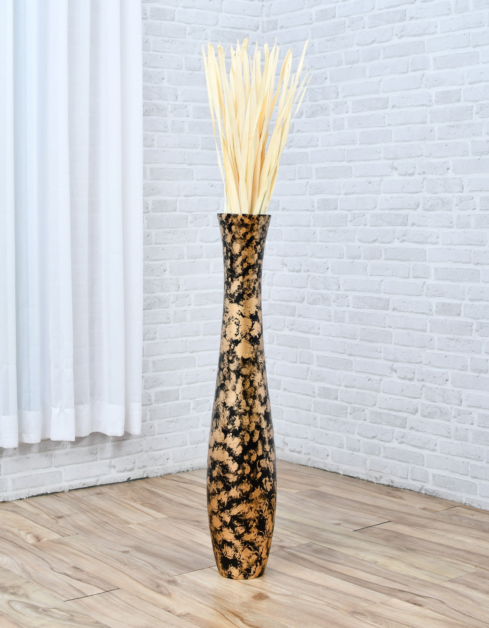 Large Mango Wood Floor Vase – Handcrafted Decorative Highlight from Thailand, 85 cm