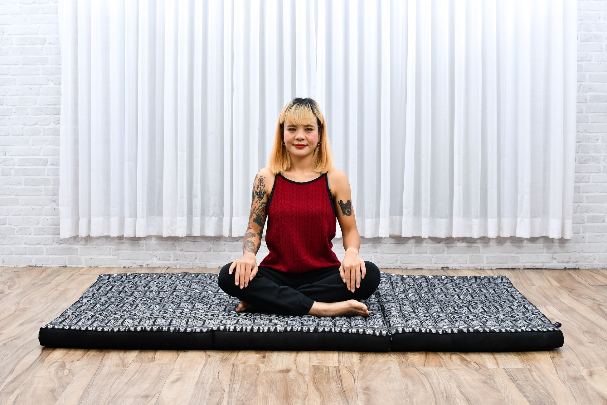 Kapok Folding Mattress – Thick Cotton Padded Guest Bed for Home, Sleeping & Mindfulness Corner, Cbt4 - Black, L: 200x100 cm