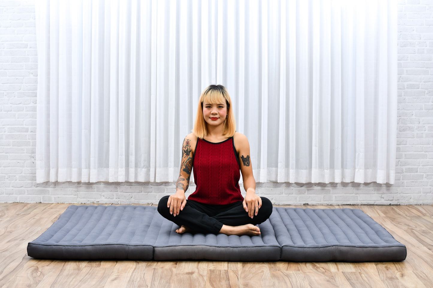 Kapok Folding Mattress – Thick Cotton Padded Guest Bed for Home, Sleeping & Mindfulness Corner, Cl13 - Grey, L: 200x100 cm