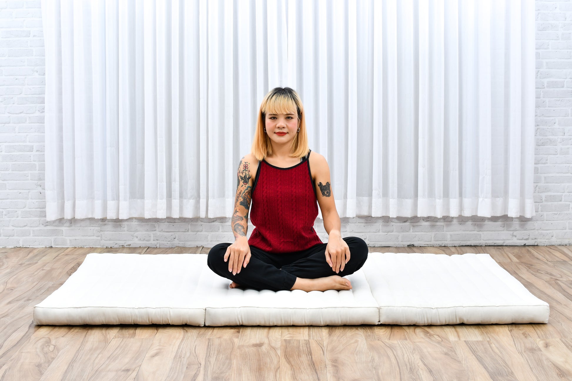 Kapok Folding Mattress – Thick Cotton Padded Guest Bed for Home, Sleeping & Mindfulness Corner, Cl01 - Ecru, L: 200x100 cm