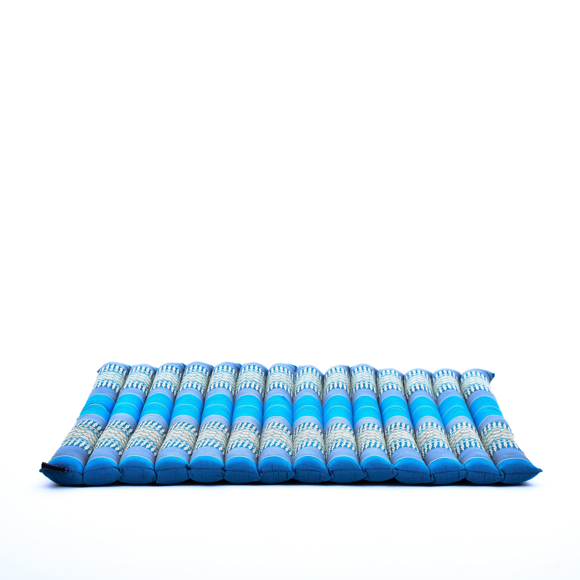 Large Kapok Zabuton Meditation Cushion – Rectangular Floor Mat with Cotton Cover, Sf22 - Blue