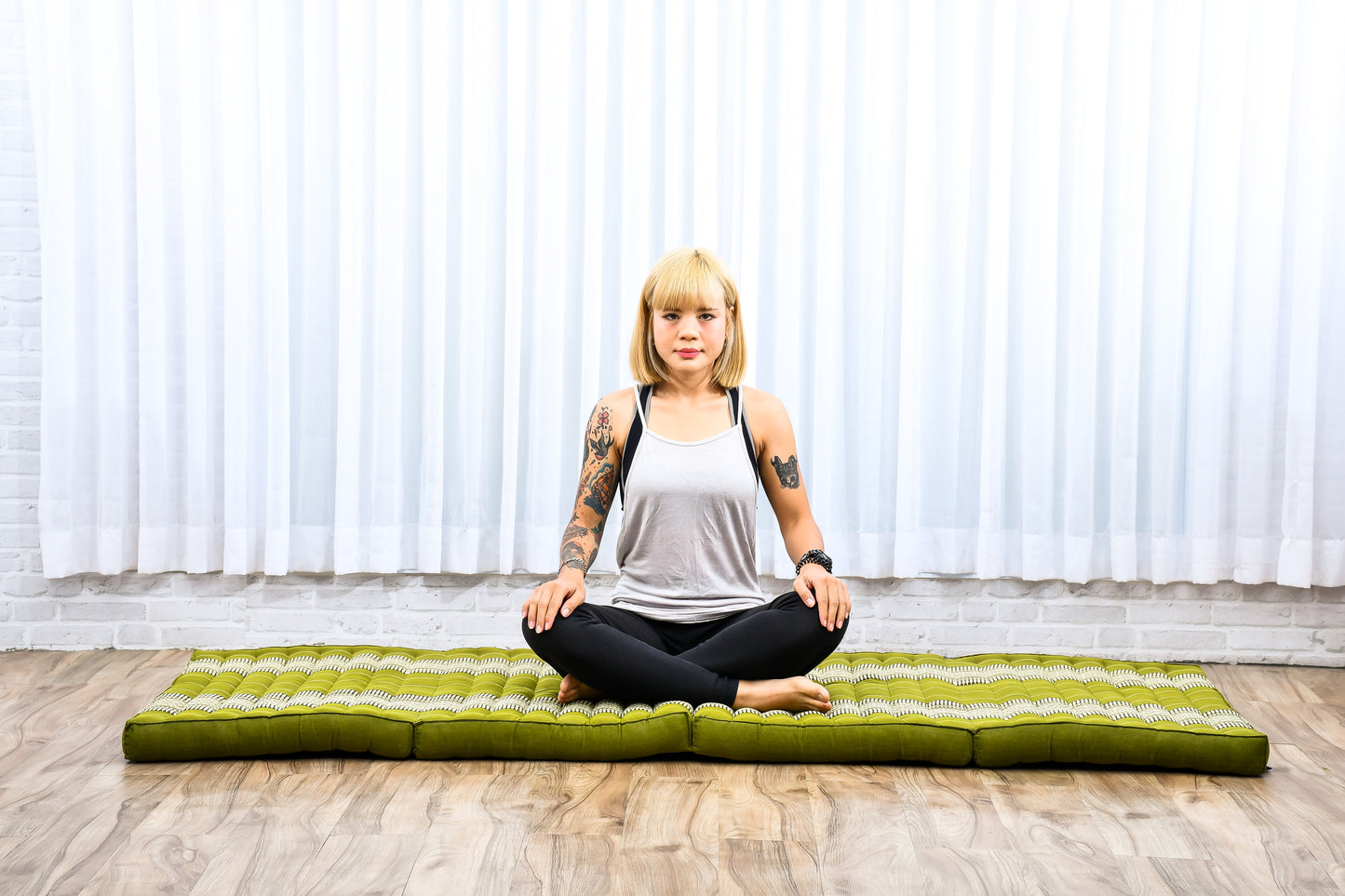 Kapok Folding Mattress – Thick Cotton Padded Guest Bed for Home, Sleeping & Mindfulness Corner, Sf17 - Green, M: 200x70 cm