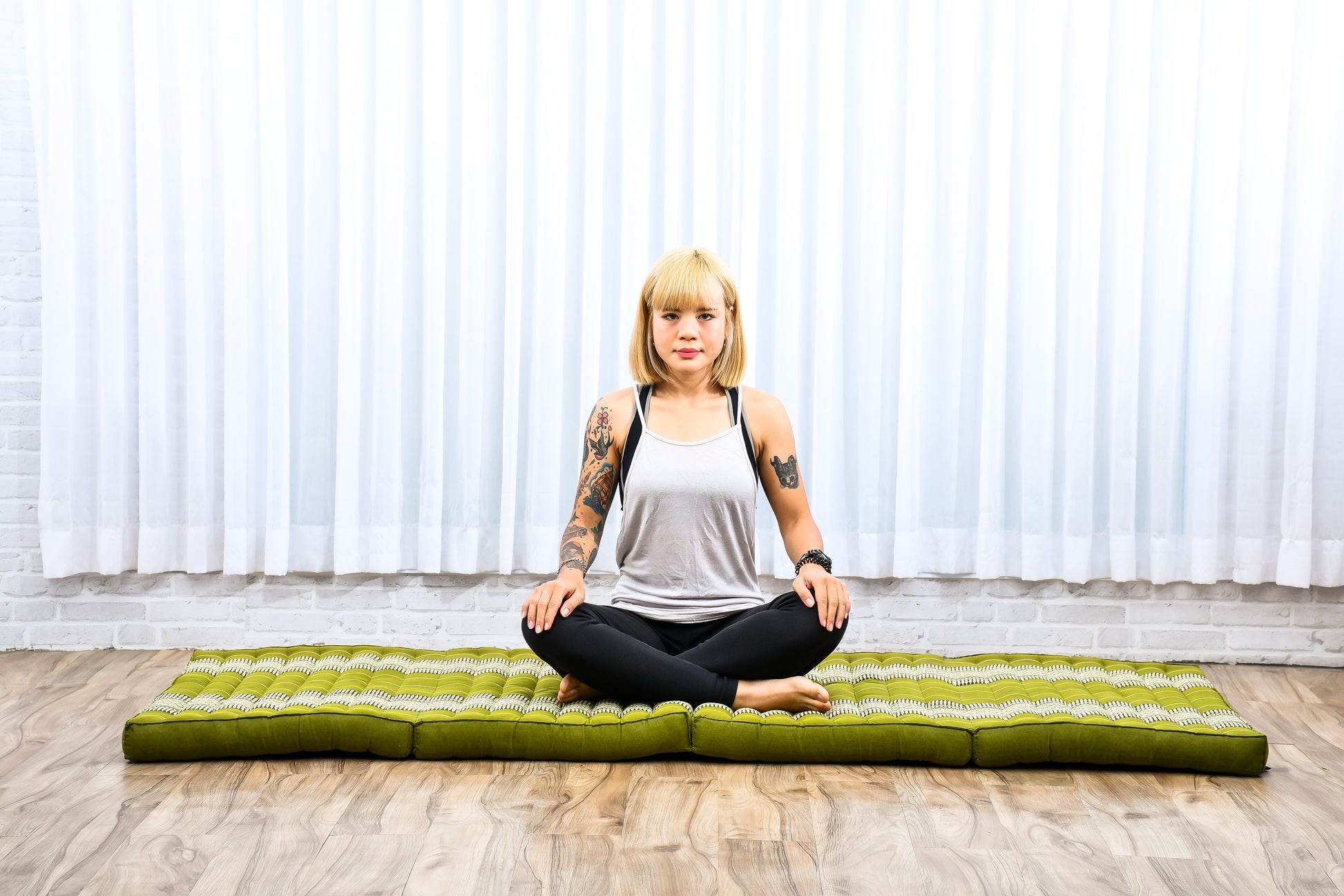 Kapok Folding Mattress – Thick Cotton Padded Guest Bed for Home, Sleeping & Mindfulness Corner, Sf17 - Green, M: 200x70 cm