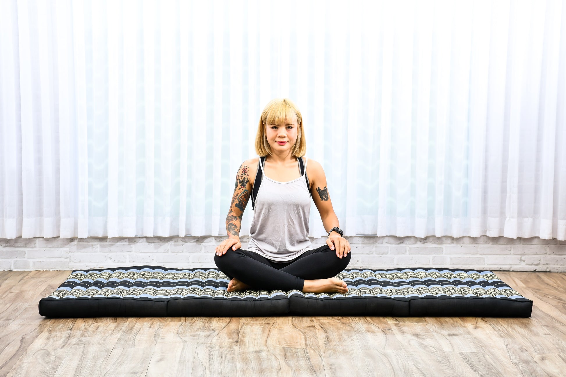 Kapok Folding Mattress – Thick Cotton Padded Guest Bed for Home, Sleeping & Mindfulness Corner, Sf15 - Blue, M: 200x70 cm