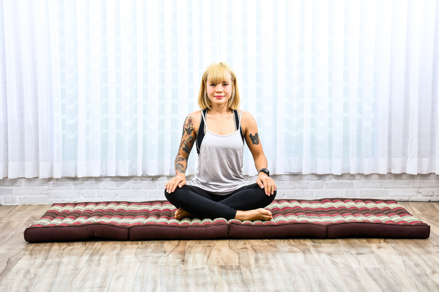 Kapok Folding Mattress – Thick Cotton Padded Guest Bed for Home, Sleeping & Mindfulness Corner, Sf19 - Red, Brown, M: 200x70 cm