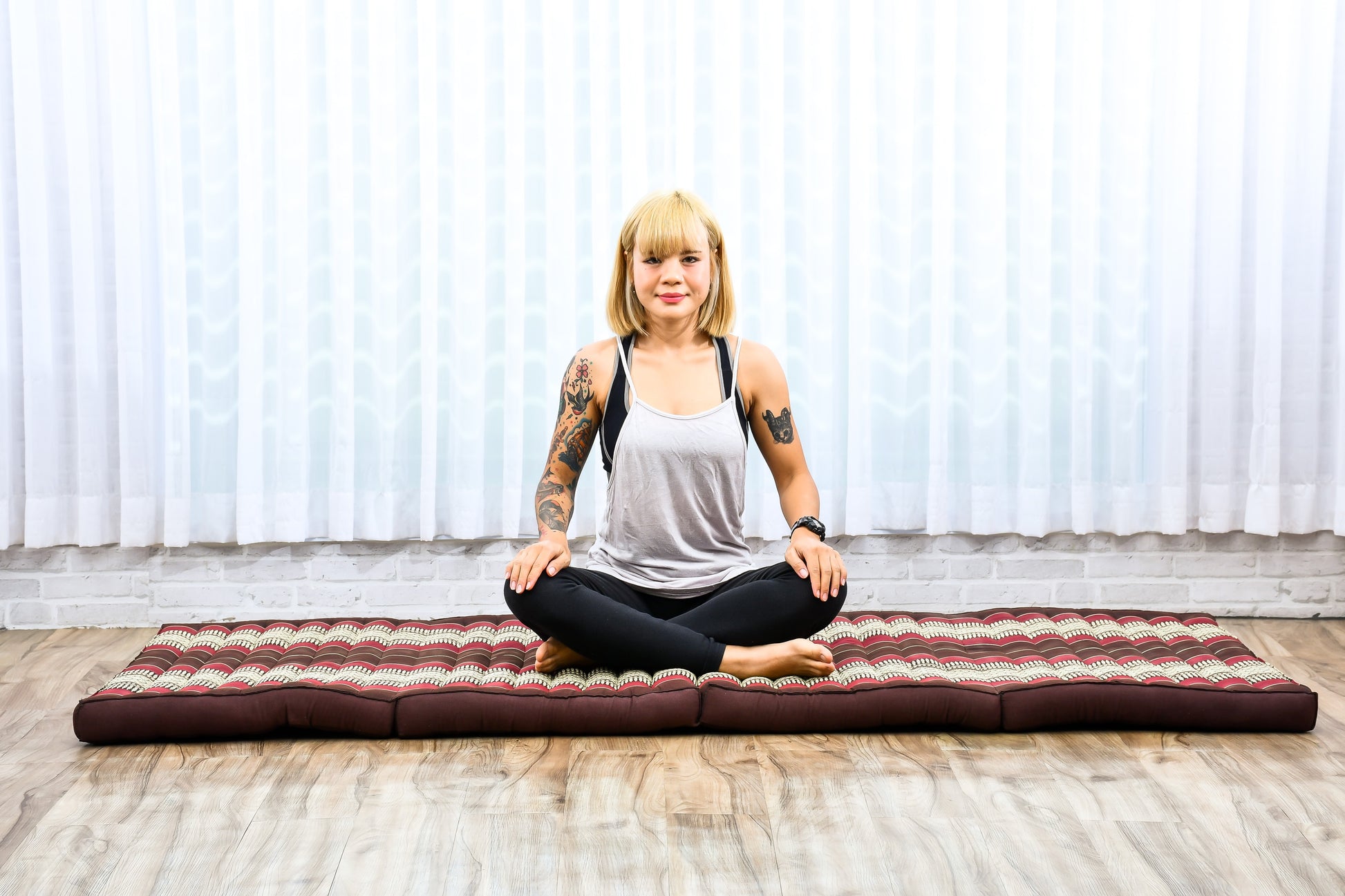 Kapok Folding Mattress – Thick Cotton Padded Guest Bed for Home, Sleeping & Mindfulness Corner, Sf19 - Red, Brown, M: 200x70 cm