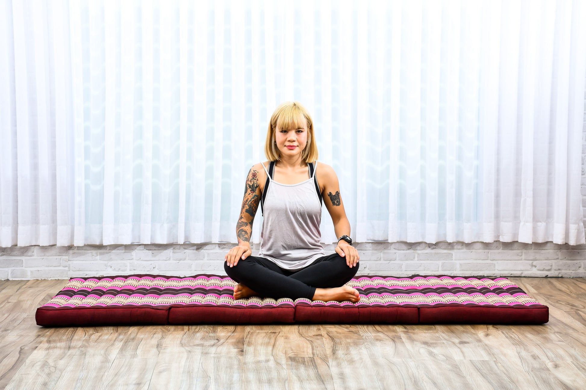 Kapok Folding Mattress – Thick Cotton Padded Guest Bed for Home, Sleeping & Mindfulness Corner, Sf29 - Auburn, Pink, M: 200x70 cm