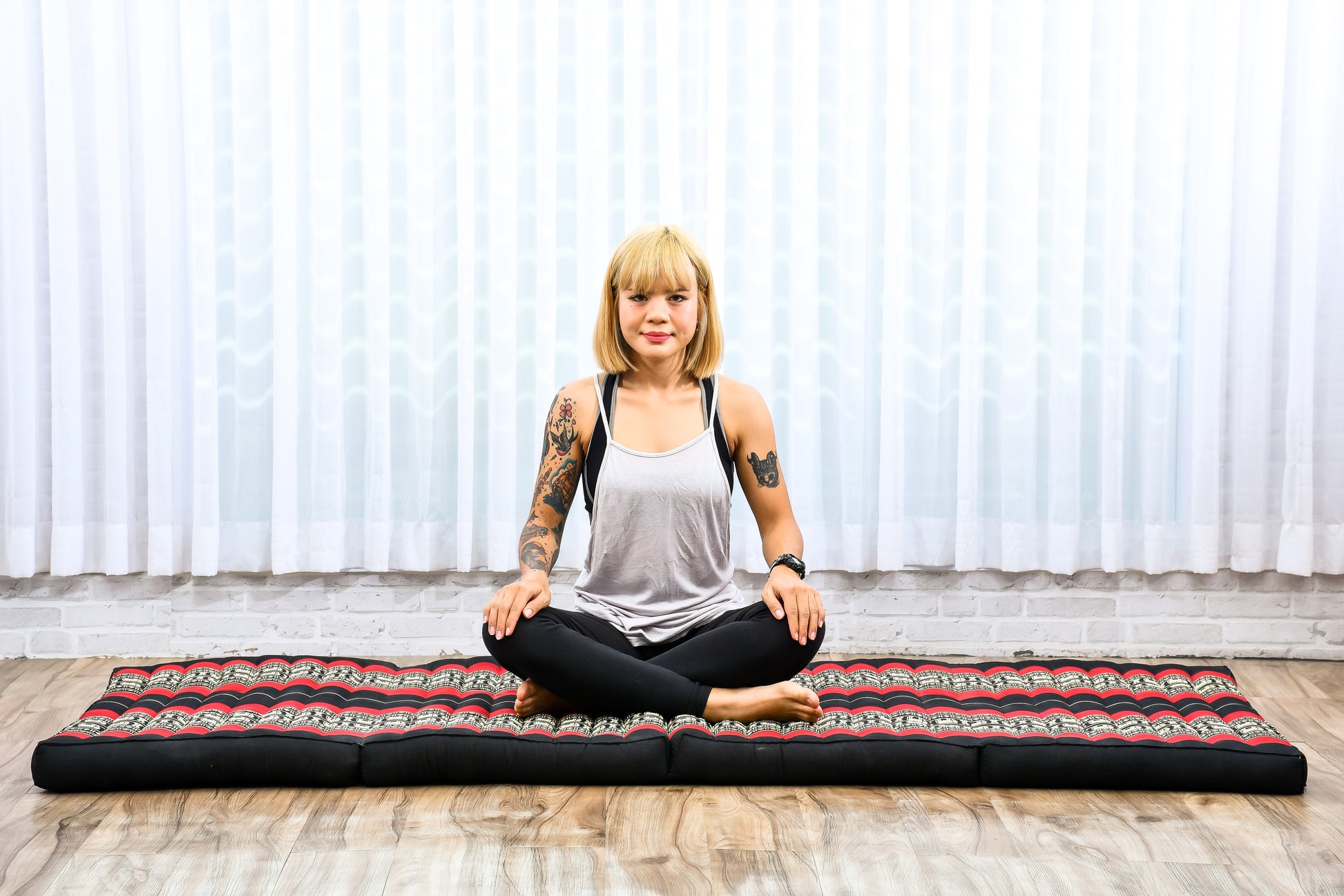 Kapok Folding Mattress – Thick Cotton Padded Guest Bed for Home, Sleeping & Mindfulness Corner, Sf13 - Red, Black, M: 200x70 cm