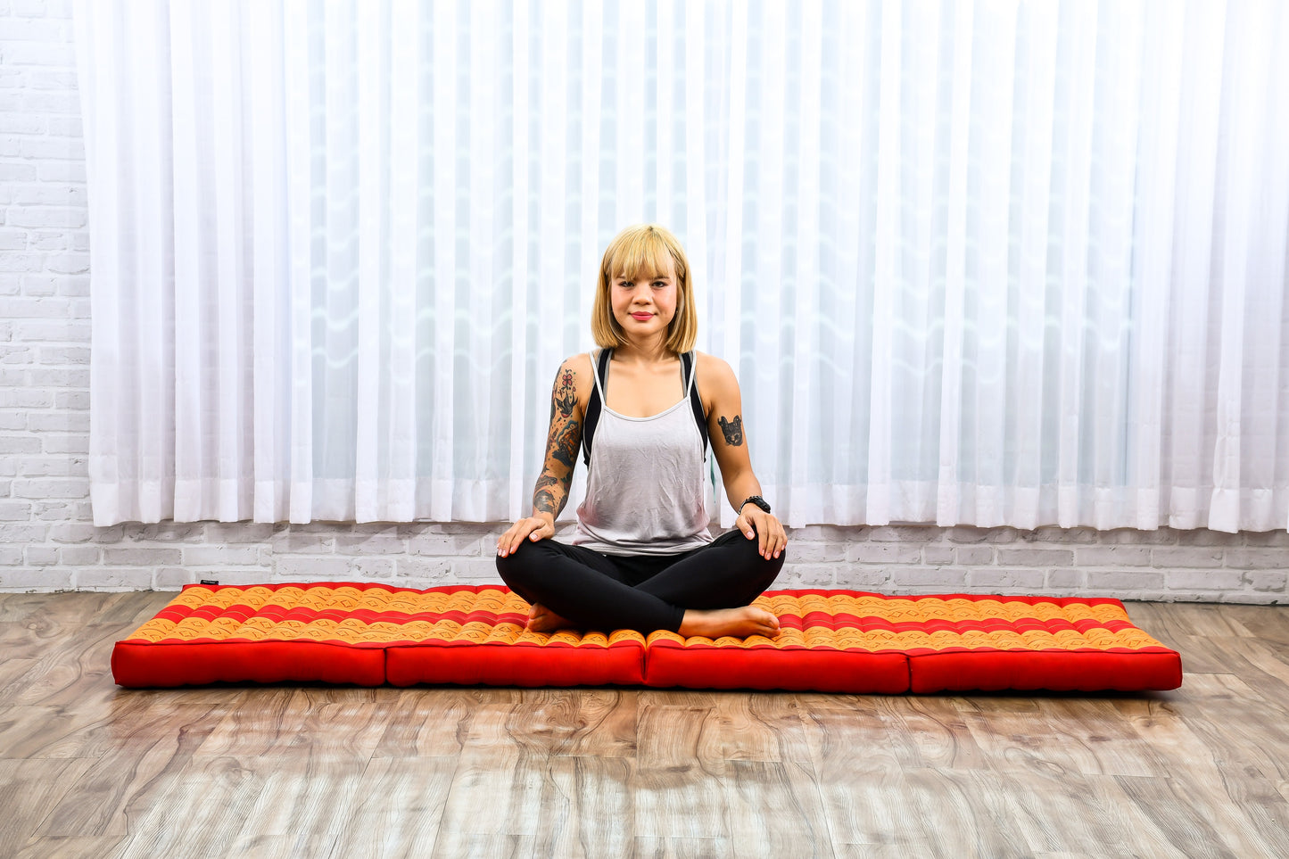 Kapok Folding Mattress – Thick Cotton Padded Guest Bed for Home, Sleeping & Mindfulness Corner, Sf02 - Orange, M: 200x70 cm