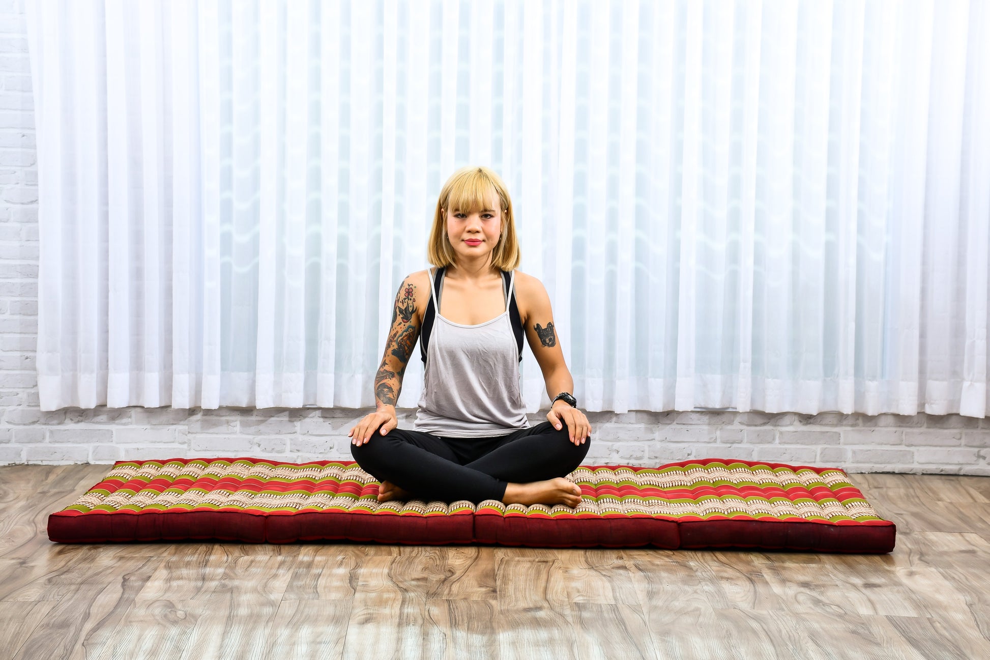 Kapok Folding Mattress – Thick Cotton Padded Guest Bed for Home, Sleeping & Mindfulness Corner, Sf11 - Red, Green, M: 200x70 cm