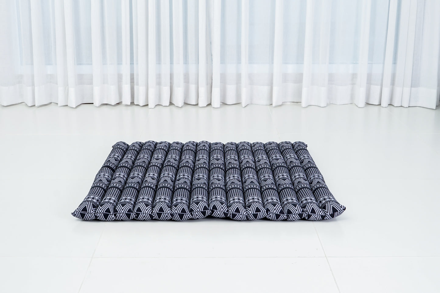 Large Kapok Zabuton Meditation Cushion – Rectangular Floor Mat with Cotton Cover, Cbt3 - Black