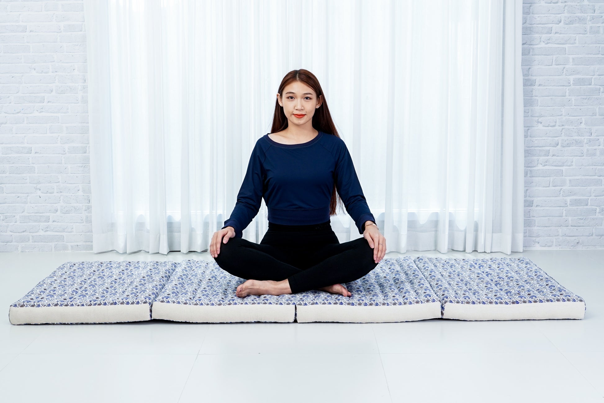 Kapok Folding Mattress – Thick Cotton Padded Guest Bed for Home, Sleeping & Mindfulness Corner, El1 - Blue, M: 200x70 cm