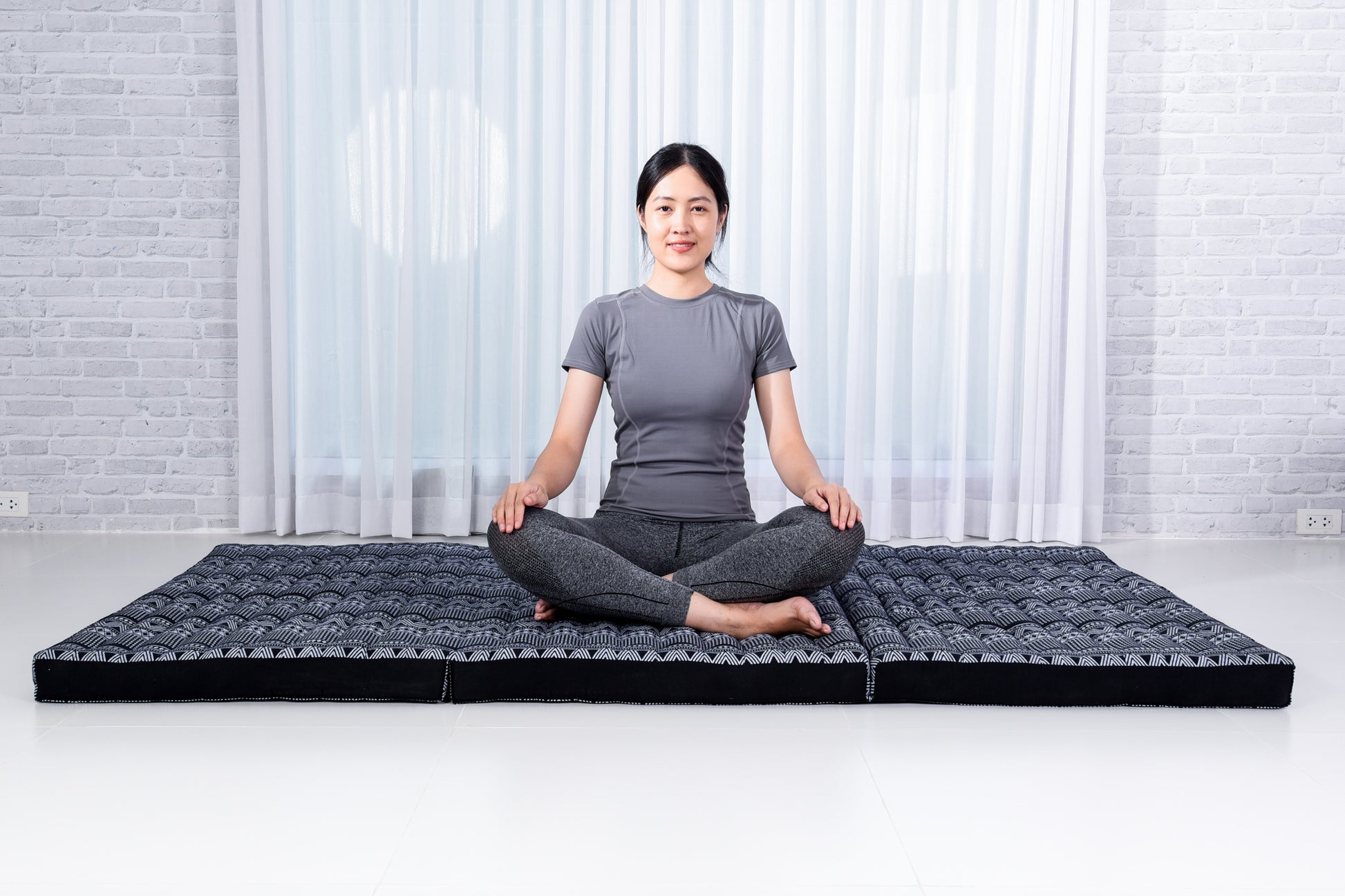 Kapok Folding Mattress – Thick Cotton Padded Guest Bed for Home, Sleeping & Mindfulness Corner, Cbt3 - Black, L: 200x100 cm