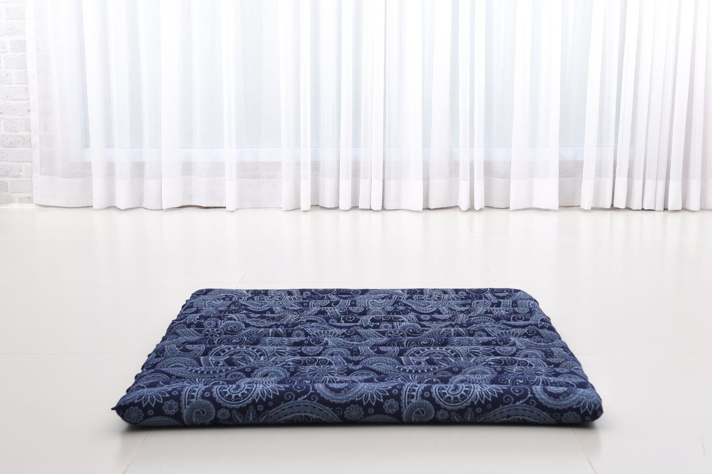 Large Kapok Zabuton Meditation Cushion – Rectangular Floor Mat with Cotton Cover, Cbt1 - Blue