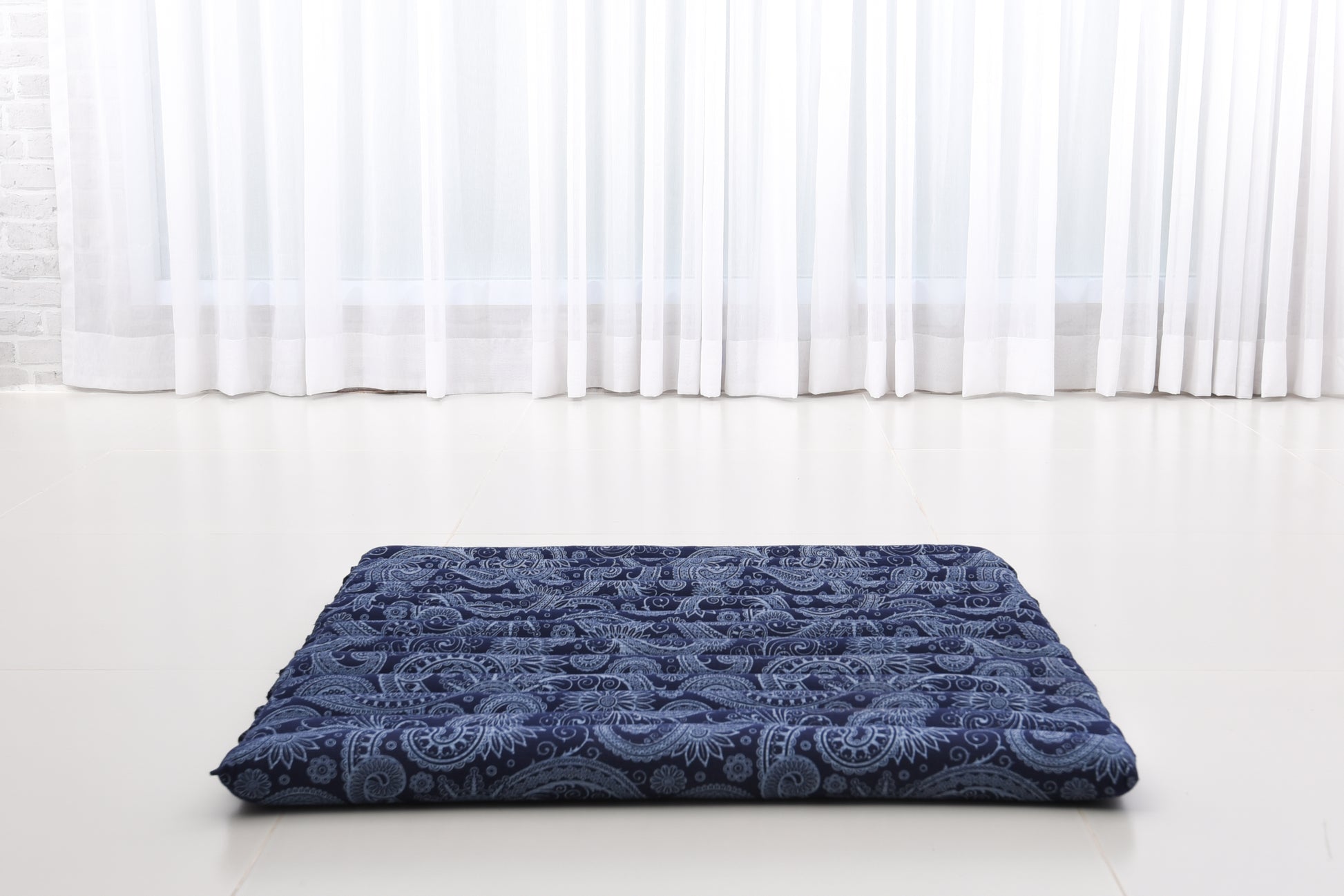 Large Kapok Zabuton Meditation Cushion – Rectangular Floor Mat with Cotton Cover, Cbt1 - Blue