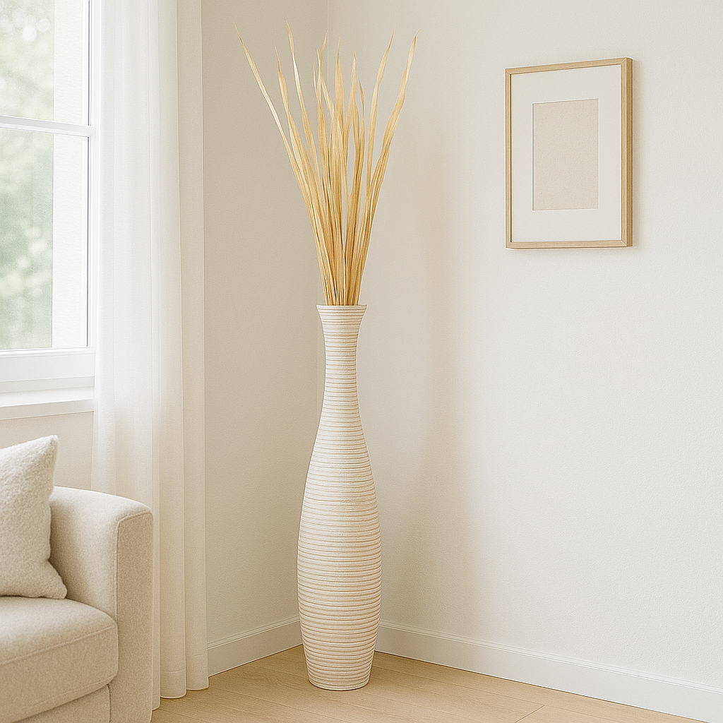 Large Mango Wood Floor Vase – Handcrafted Decorative Highlight from Thailand, 105 cm