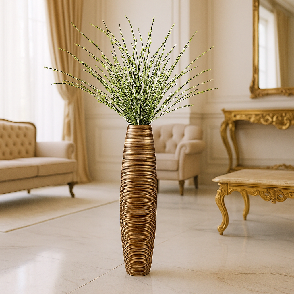 Large Mango Wood Floor Vase – Handcrafted Decorative Highlight from Thailand, 85 cm
