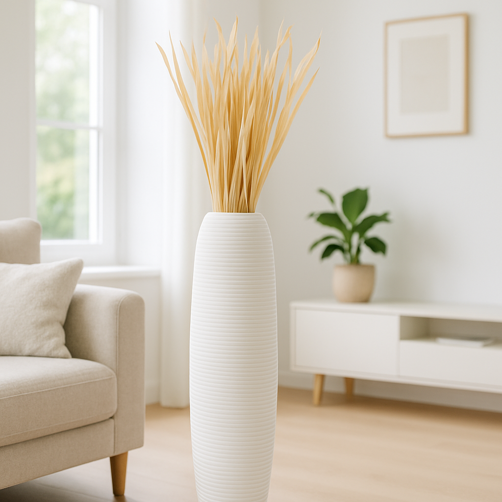 Large Mango Wood Floor Vase – Handcrafted Decorative Highlight from Thailand, 85 cm