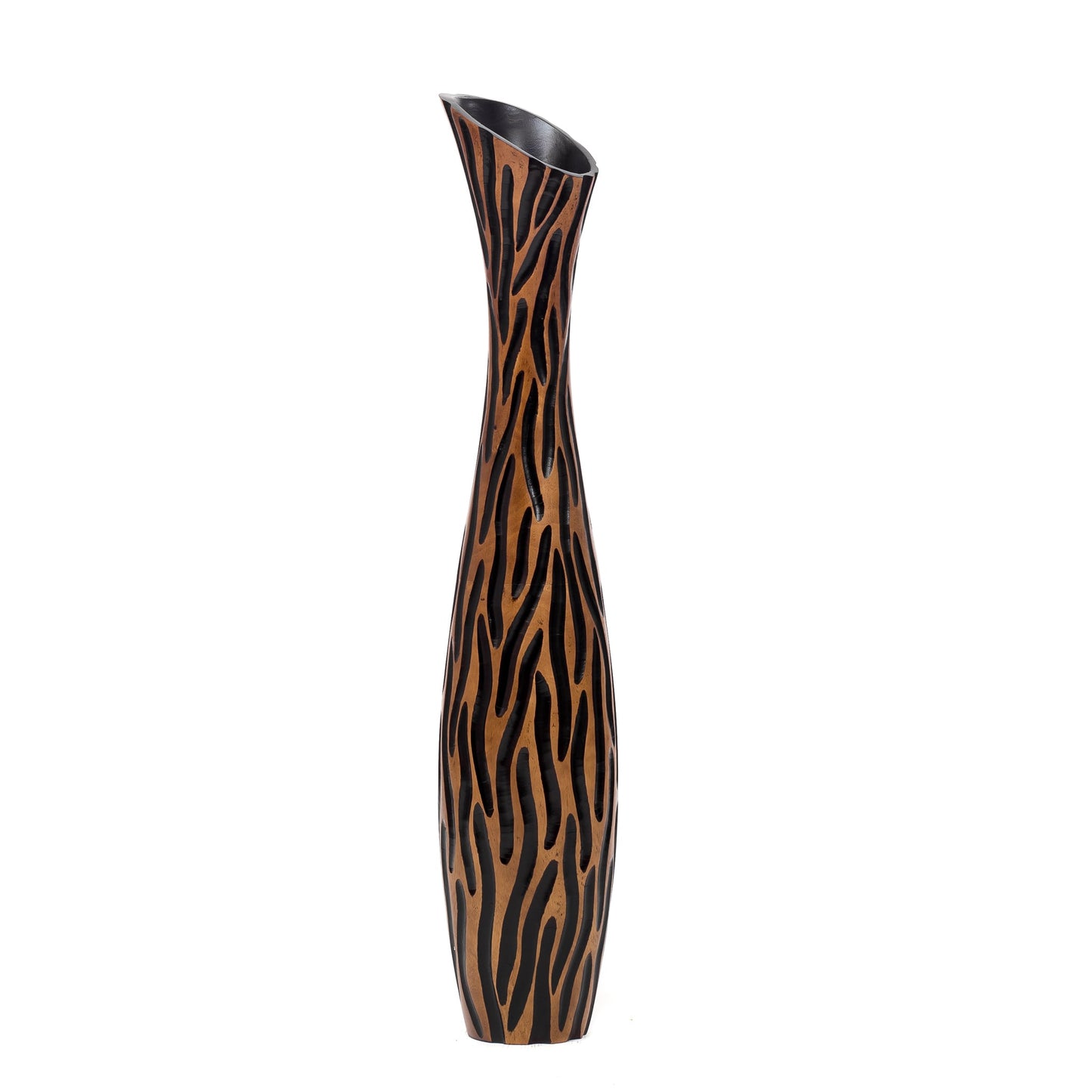Große Bodenvase aus Mangoholz - Handgefertigtes Deko-Highlight aus Thailand