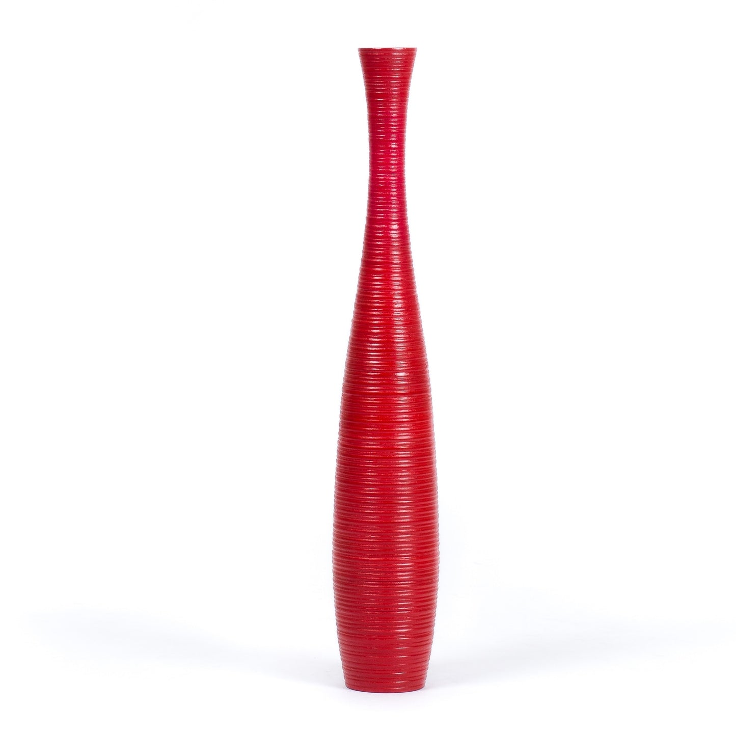 Large Mango Wood Floor Vase – Handcrafted Decorative Highlight from Thailand, red, 65 cm