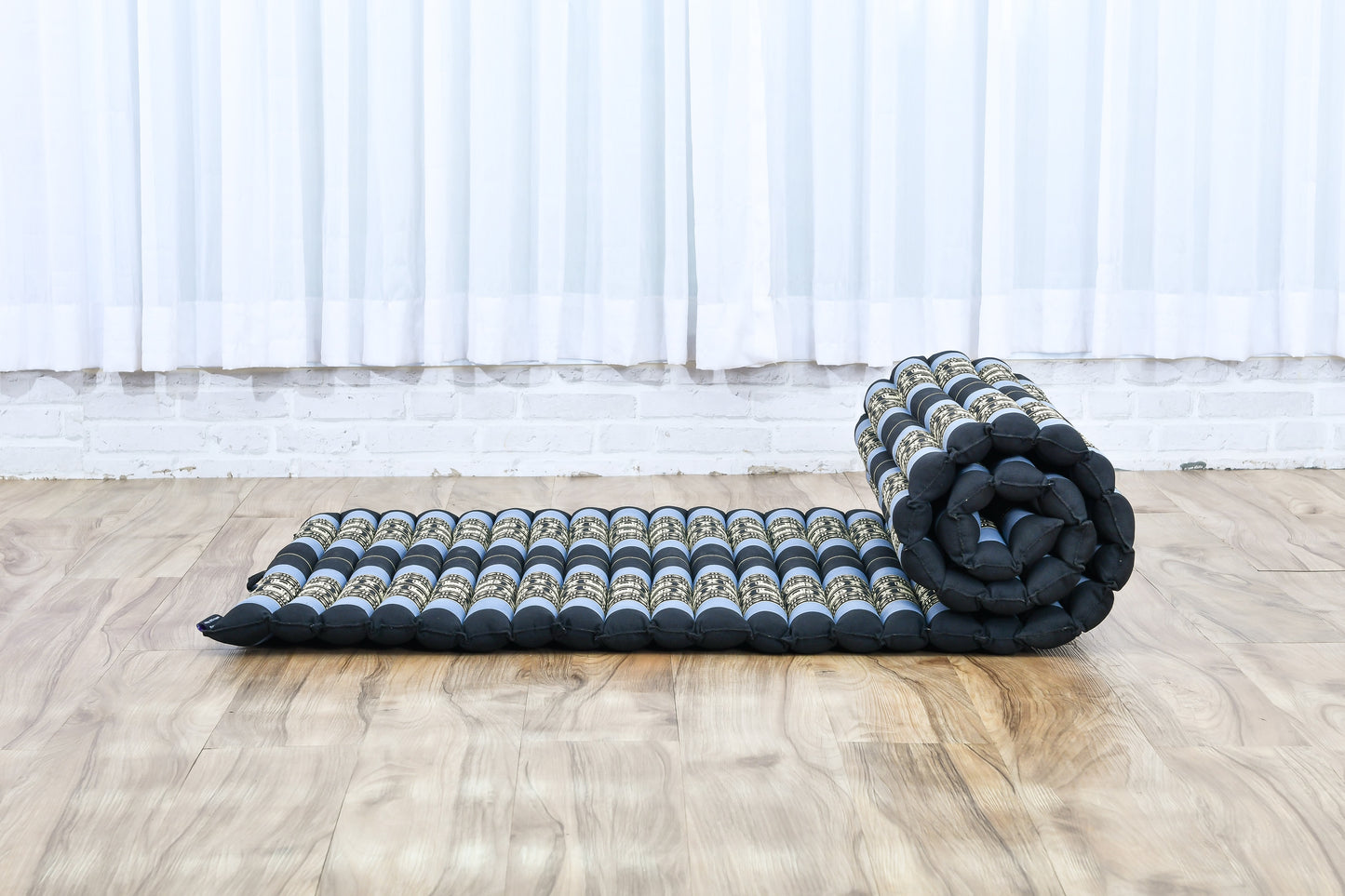 Kapok Roll-Up Mattress – Foldable Sleeping & Relax Mat with Cotton Cover for Home & Outdoor Use, Sf15 - Blue, M: 190x70 cm