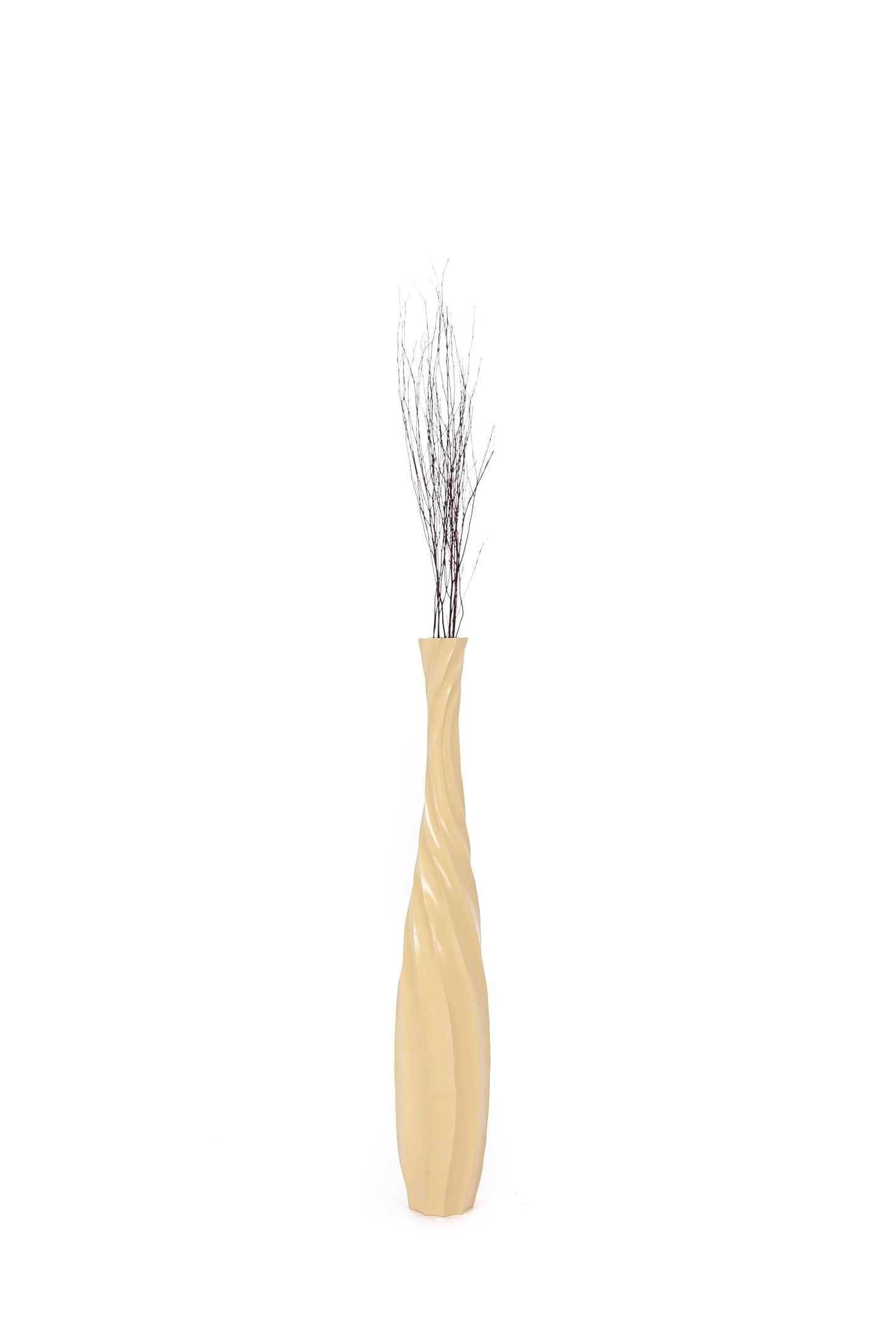 Large Mango Wood Floor Vase – Handcrafted Decorative Highlight from Thailand, cream, 85 cm