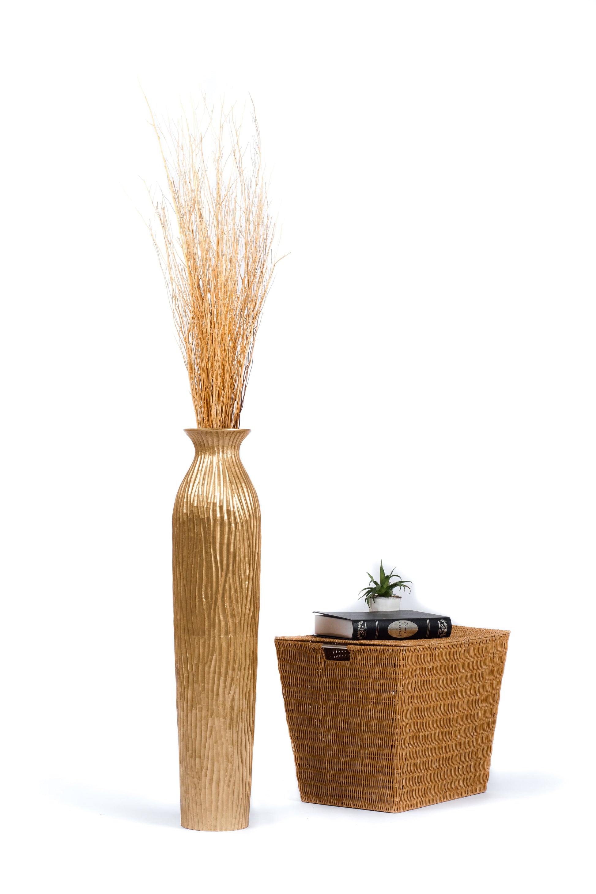 Large Mango Wood Floor Vase – Handcrafted Decorative Highlight from Thailand, 85 cm
